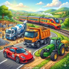 Medios de Transporte Terrestres para Colorear – Gratis en PDF o JPG