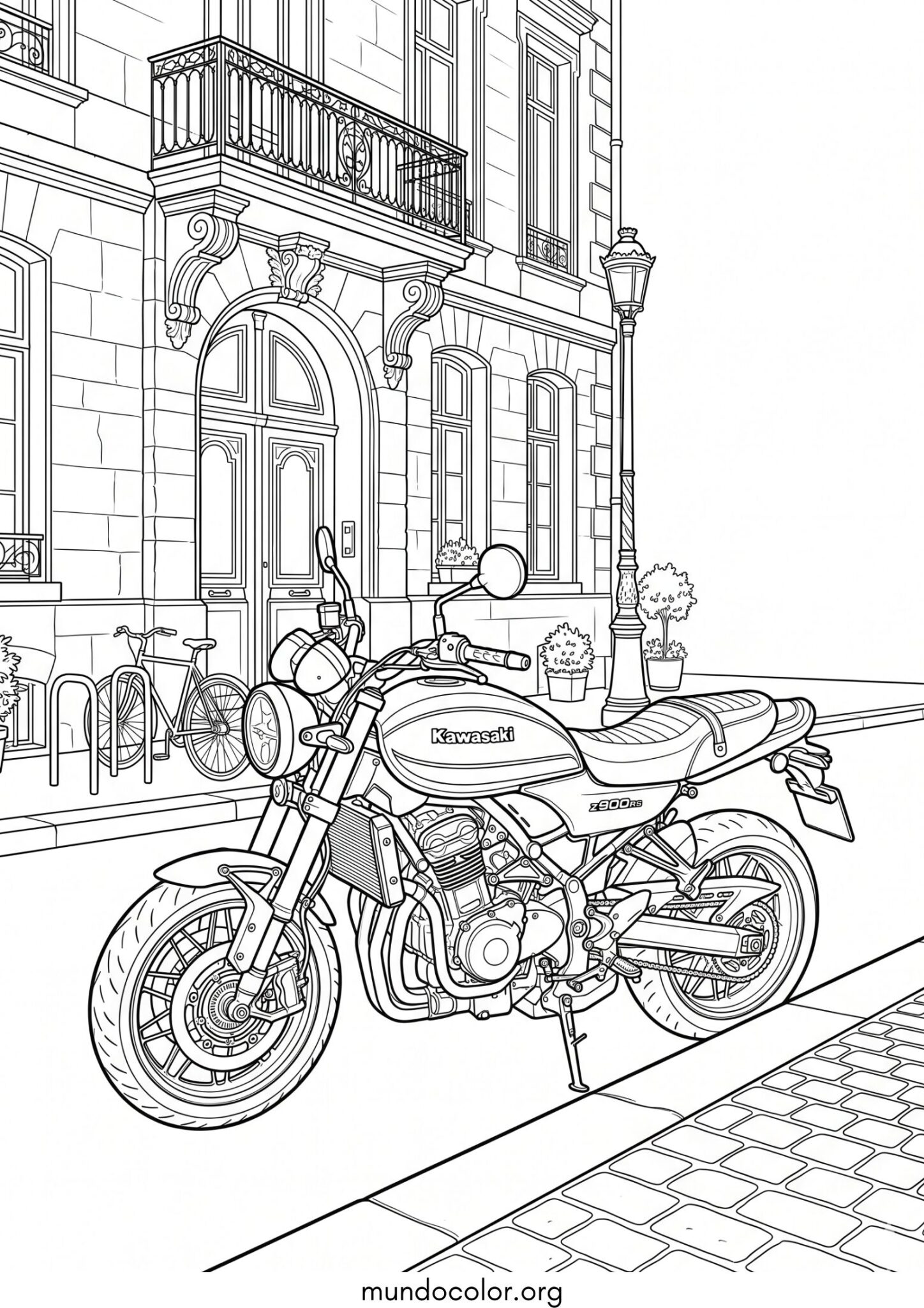 Dibujo de Moto Kawasaki para colorear