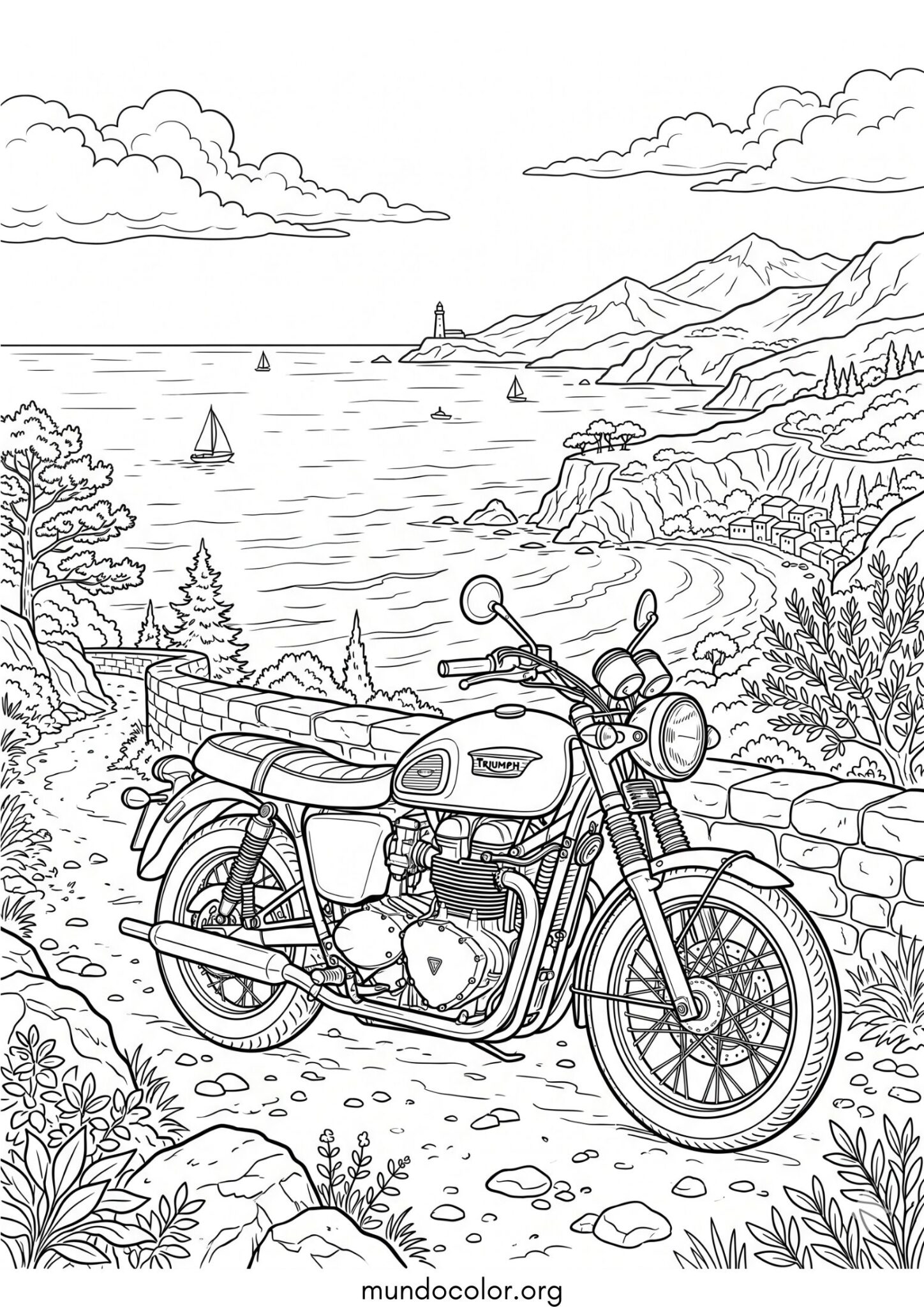 Dibujo de Moto clásica para colorear