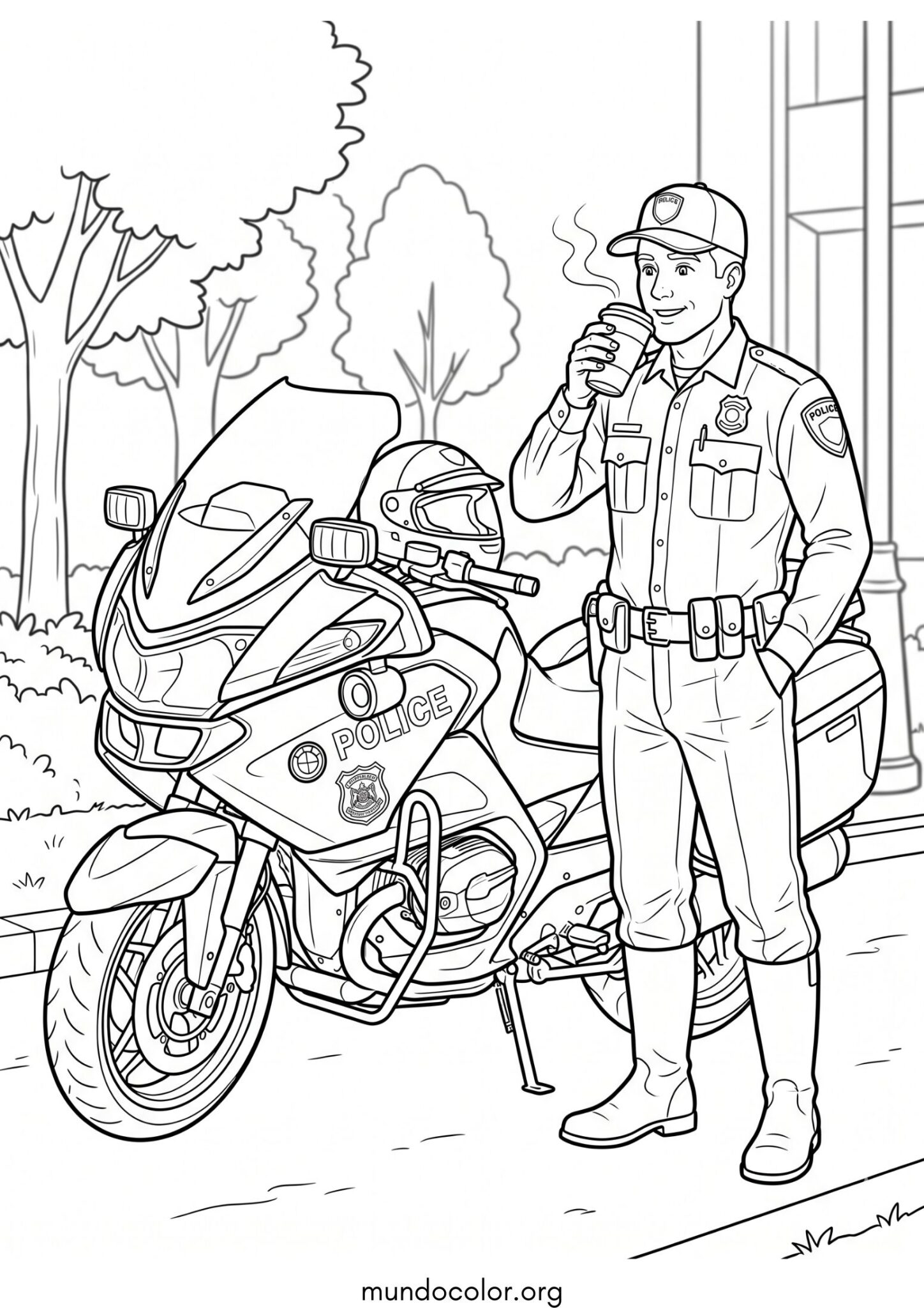 Dibujo de Moto de policía para colorear