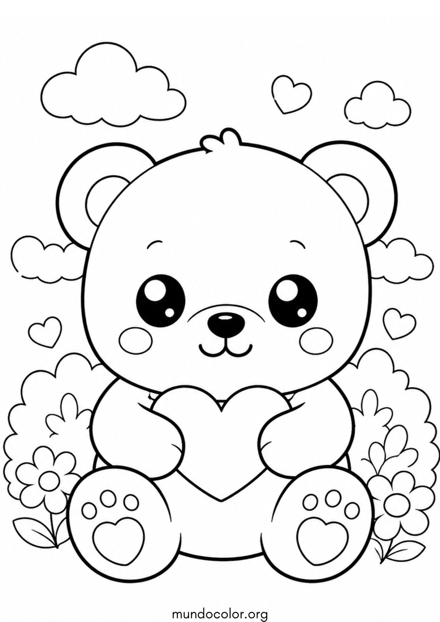 Dibujo de Osito kawaii para imprimir Dibujo de Osito kawaii para colorear