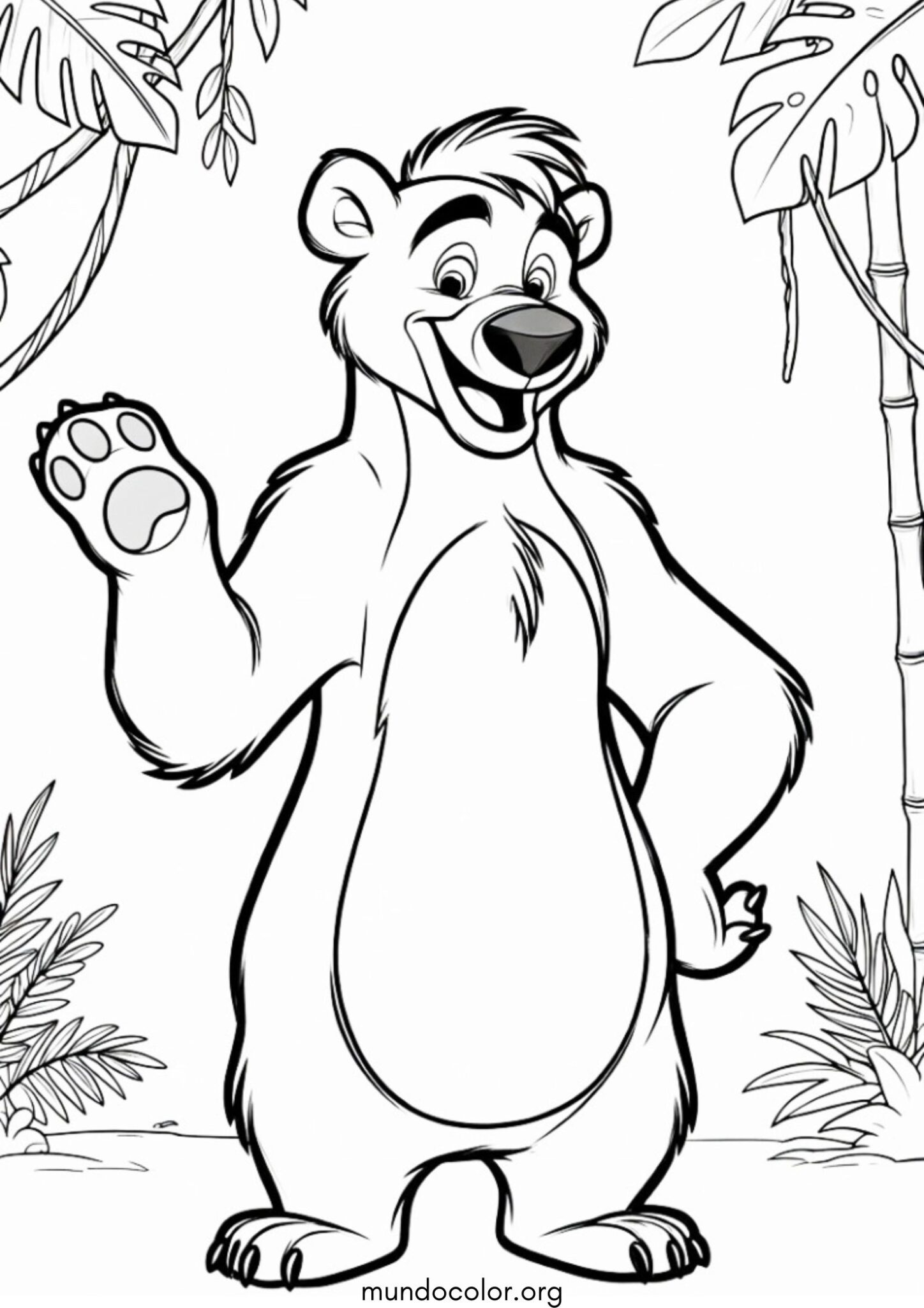Dibujo de Oso Baloo (El Libro de la Selva) para colorear