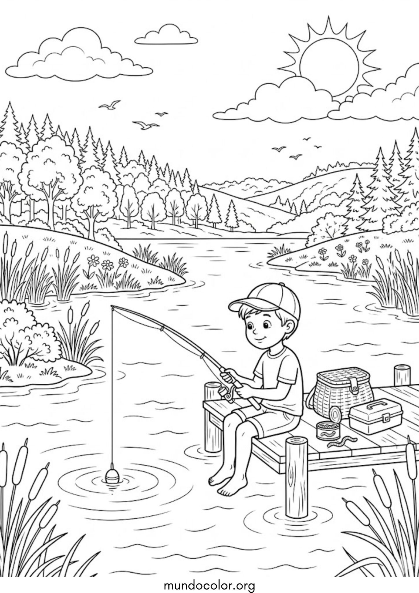 Dibujo de Pesca de verano para colorear