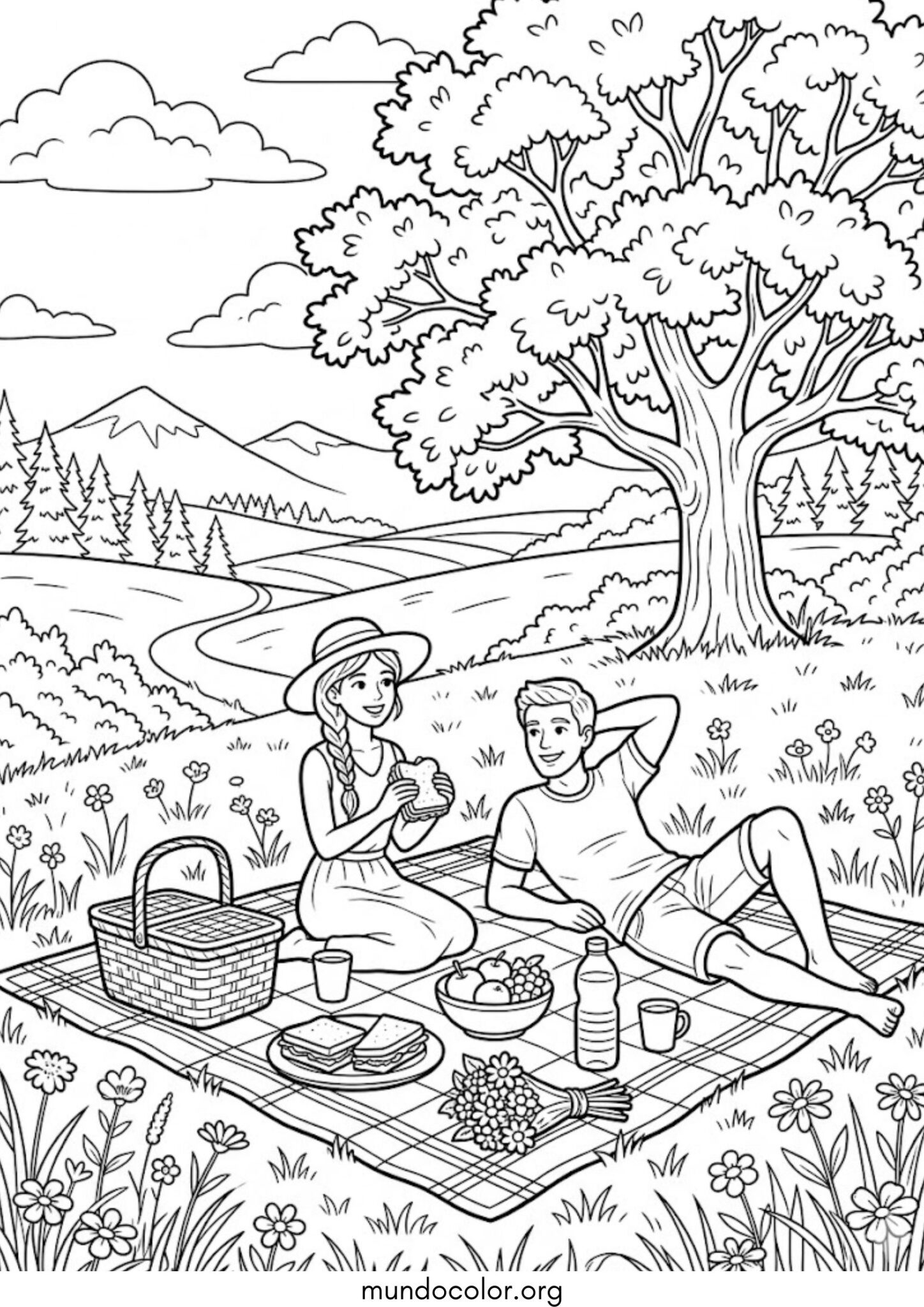 Dibujo de Picnic de verano para colorear
