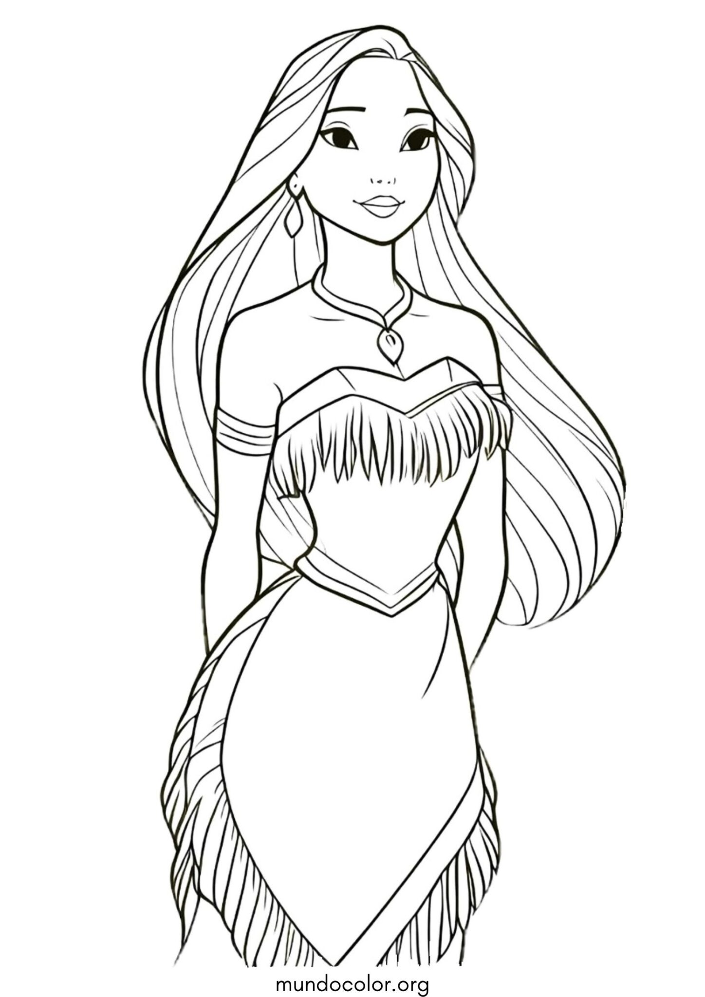 Dibujo de Pocahontas tierna para colorear