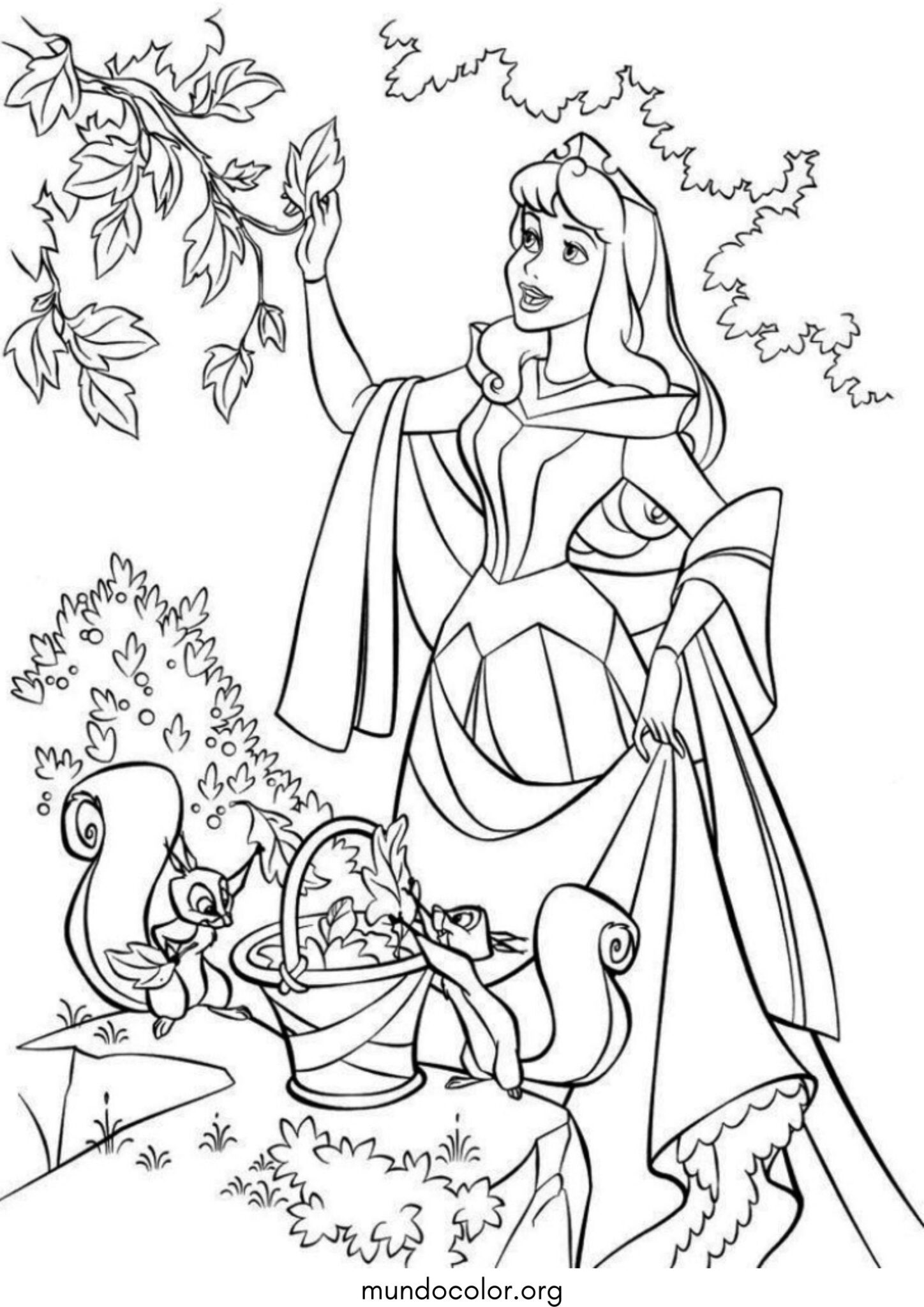 Dibujo de Princesa Aurora (La Bella Durmiente) para colorear