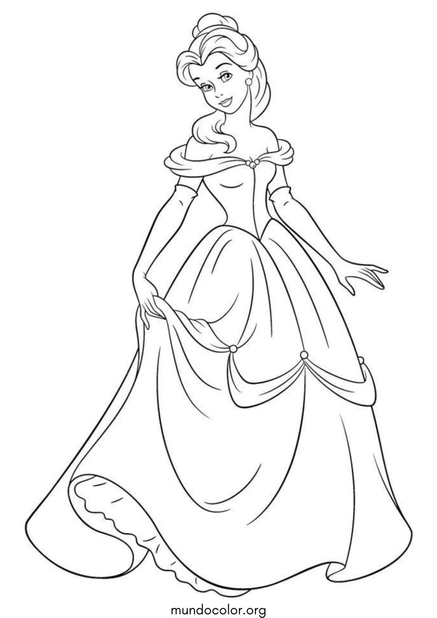 Dibujo de Princesa Bella (La Bella y la Bestia) para colorear