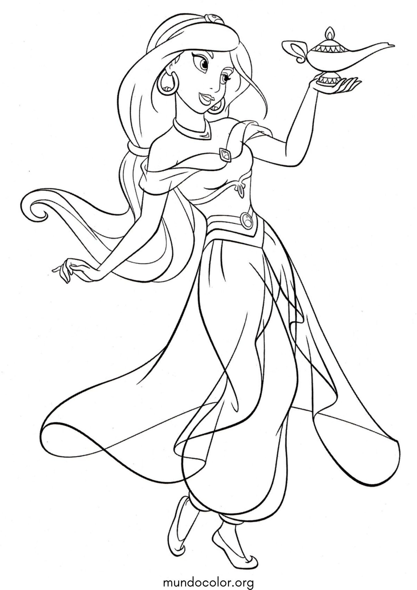 Dibujo de Princesa Jasmín de Aladdín para colorear