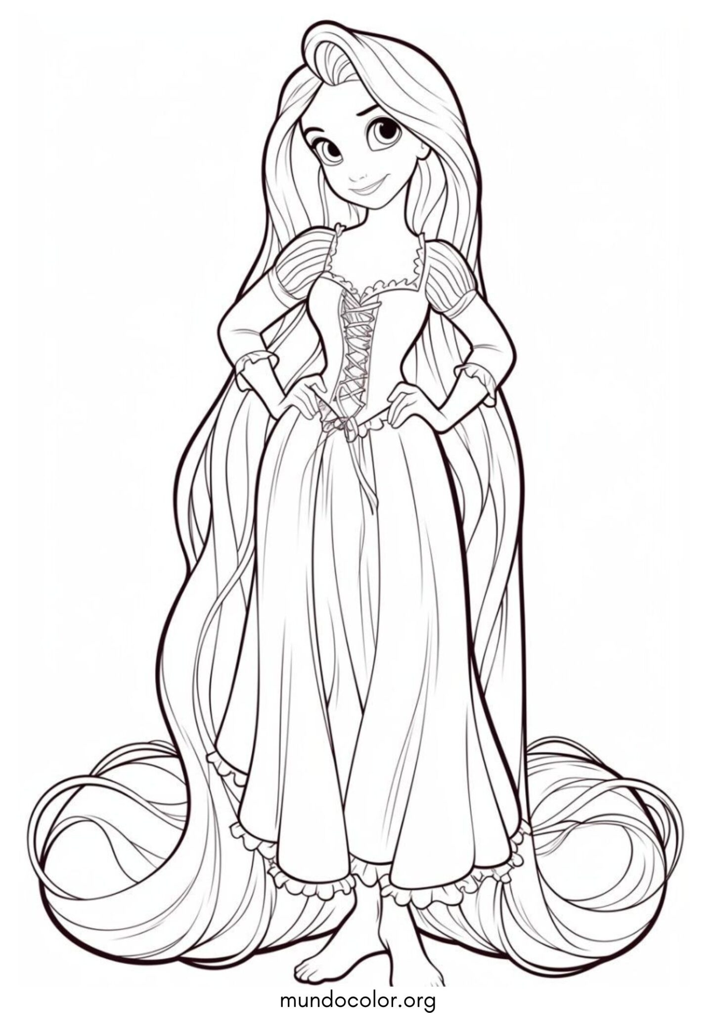 Dibujo de Princesa Rapunzel tierna para colorear
