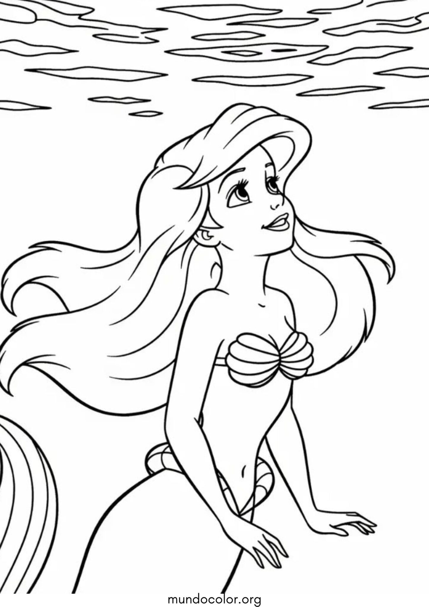 Dibujo de Princesa Sirenita Ariel para colorear