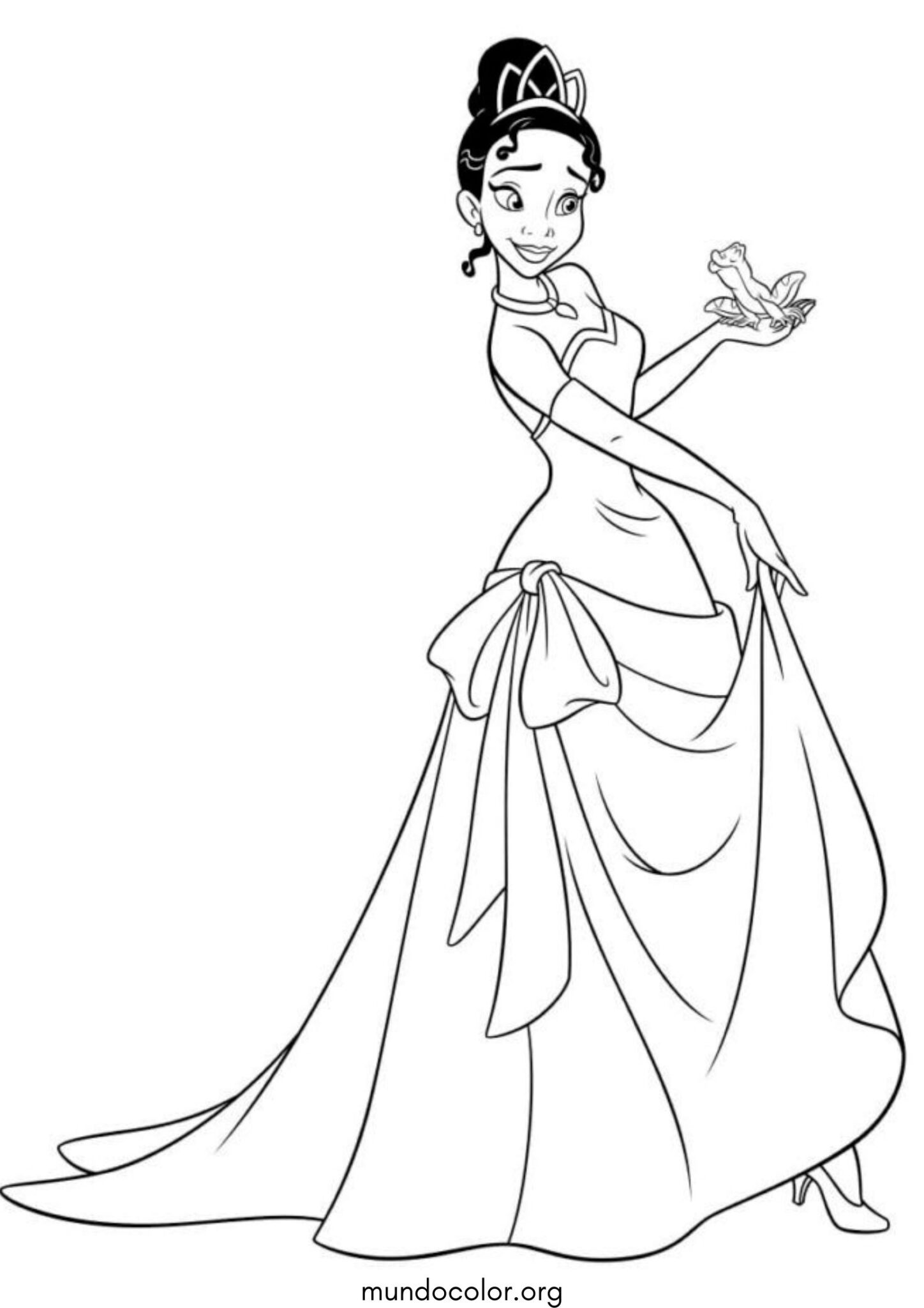 Dibujo de Princesa Tiana (Tiana y el Sapo) para colorear
