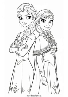 Dibujo de Princesas Anna y Elsa (Frozen) para colorear e imprimir ...