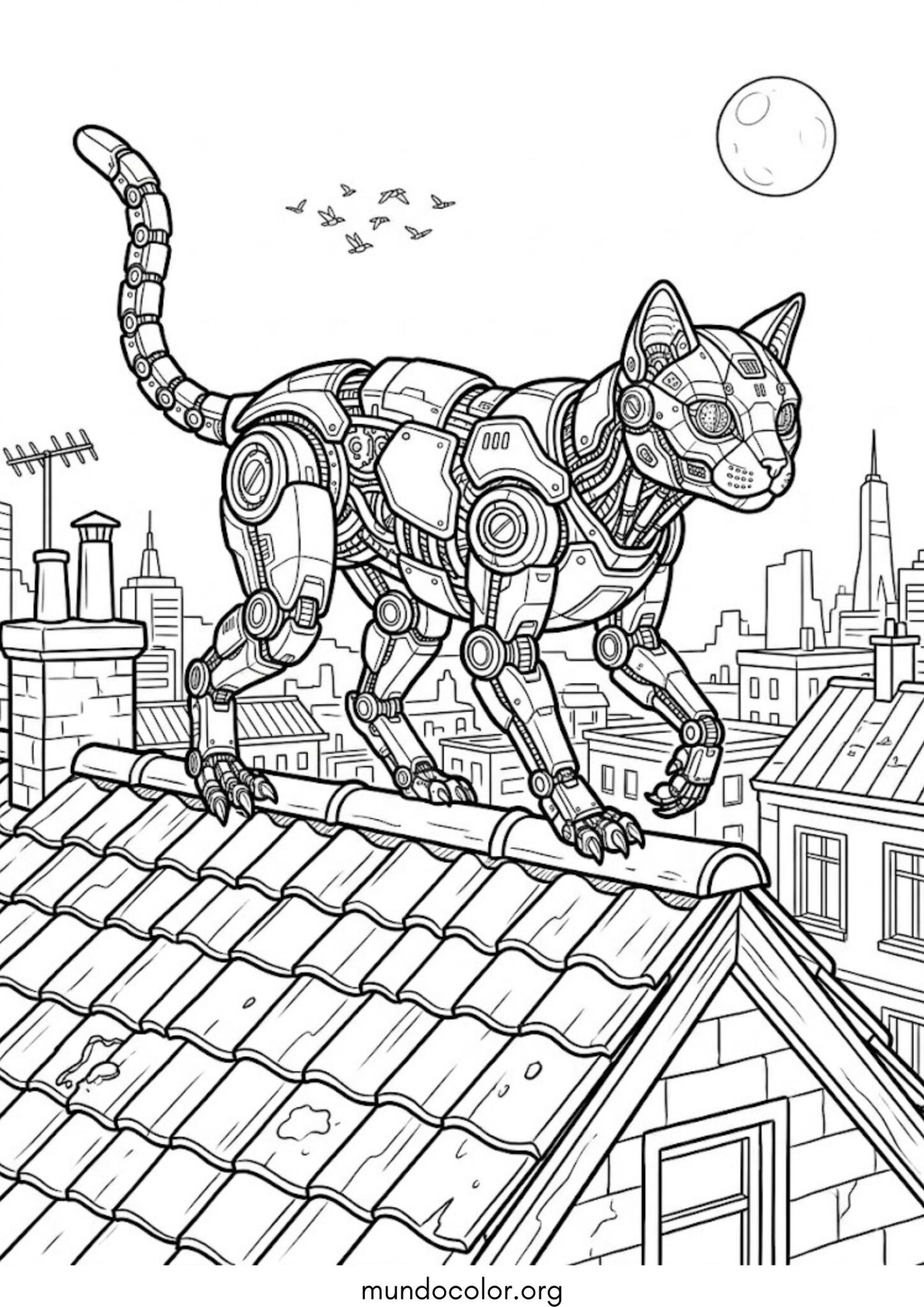 Dibujo de Robot gato para colorear