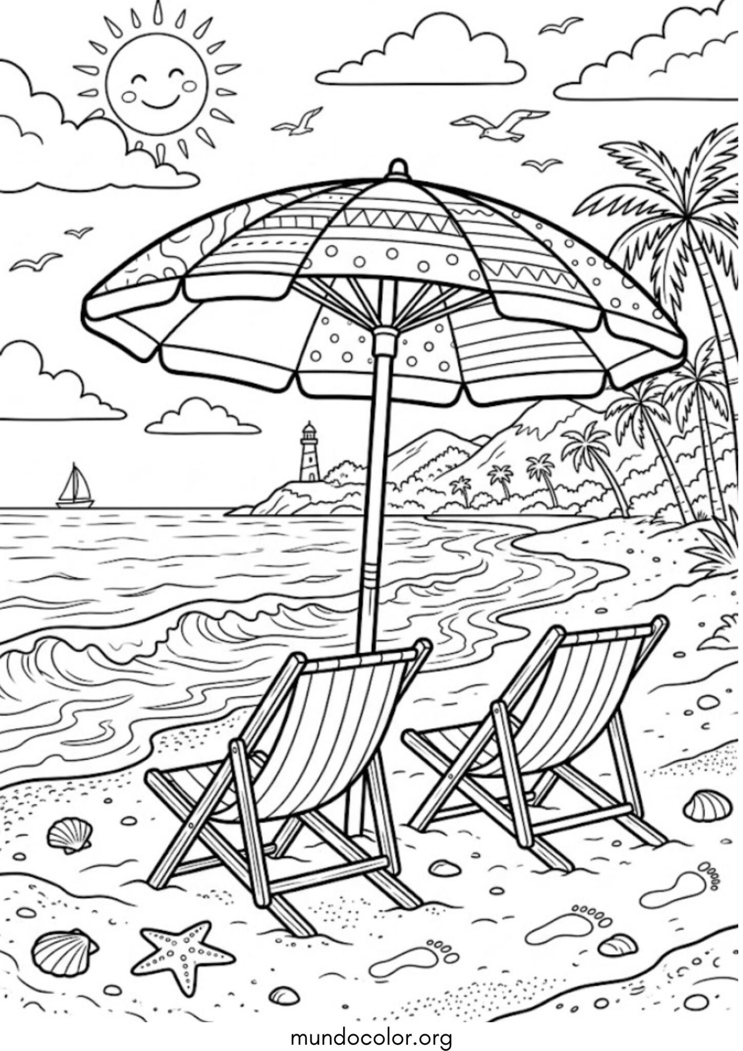 Dibujo de Sombrilla de playa para colorear