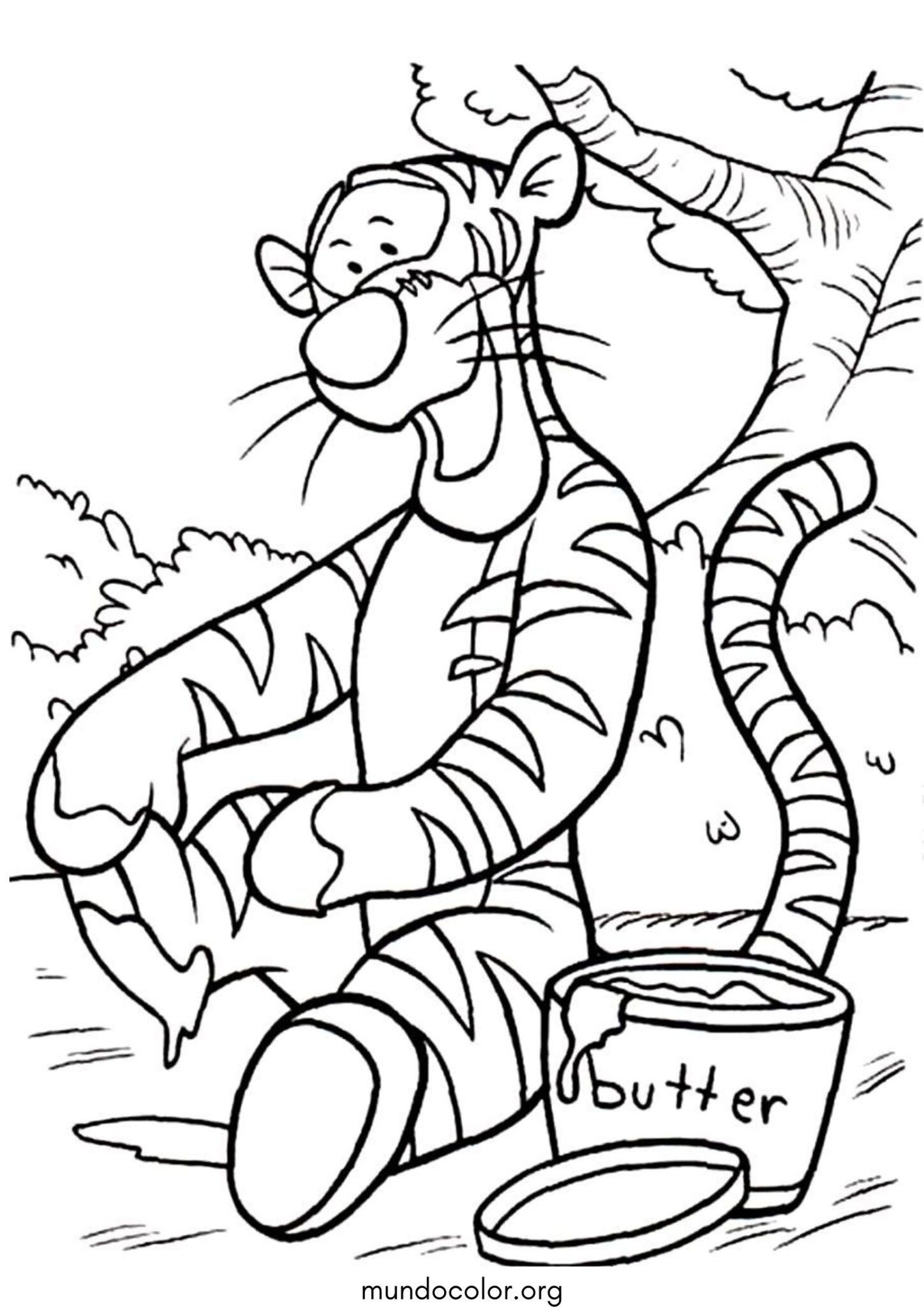 Dibujo de Tigger con mantequilla (Winnie Pooh) para colorear