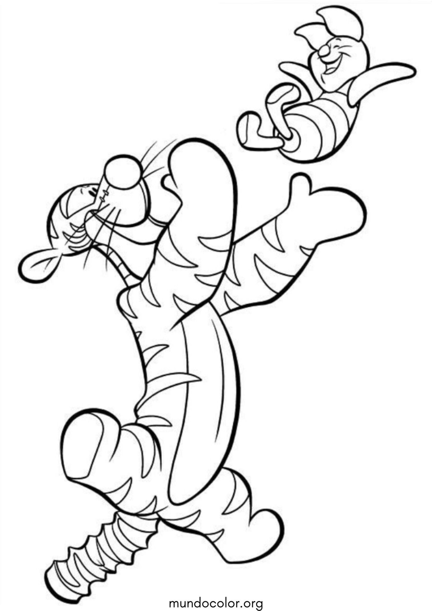 Dibujo de Tigger y Piglet (Winnie Pooh) para colorear