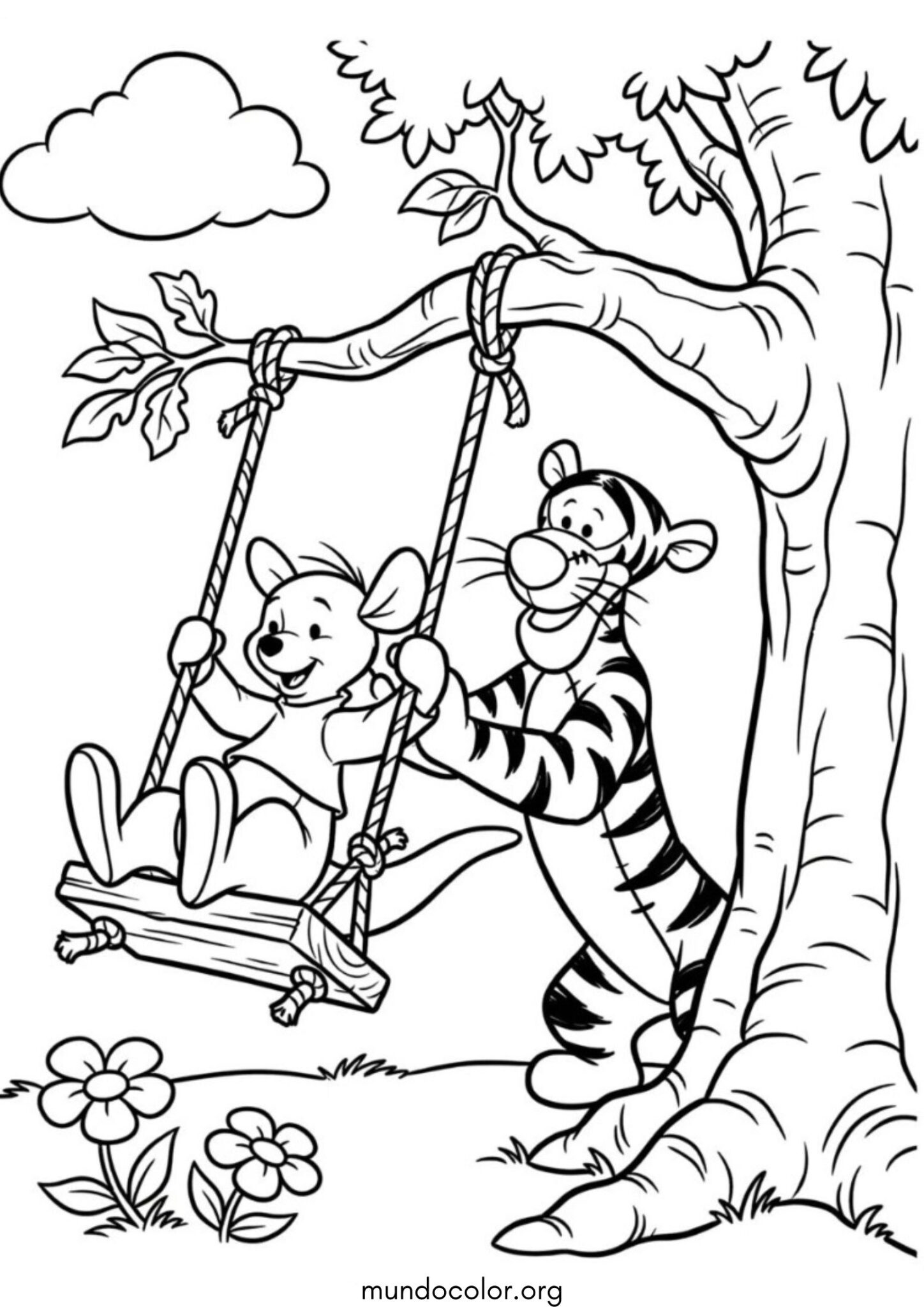 Dibujo de Tigger y Rito de Winnie Pooh para colorear