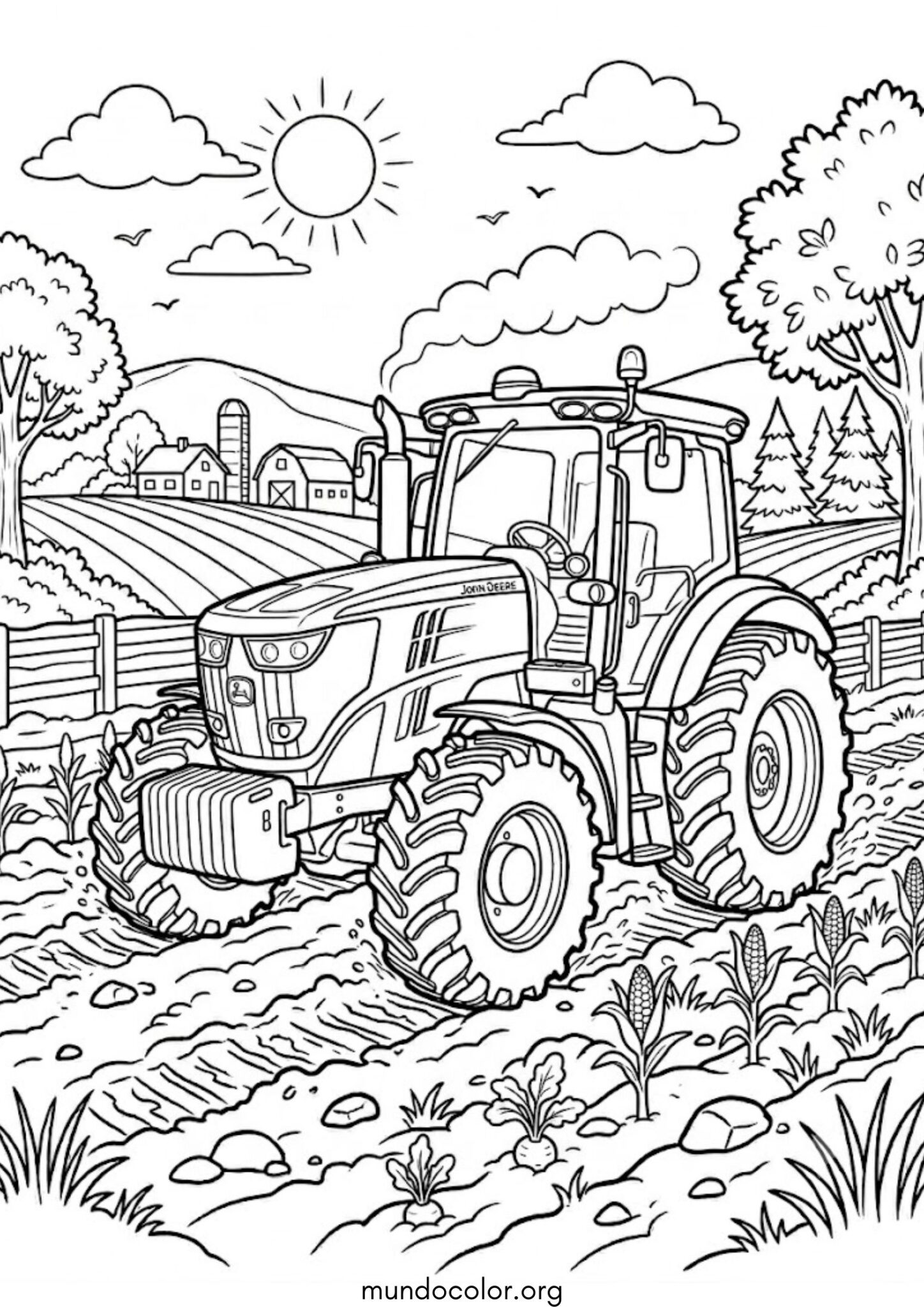 Dibujo de Tractor John Deere para colorear