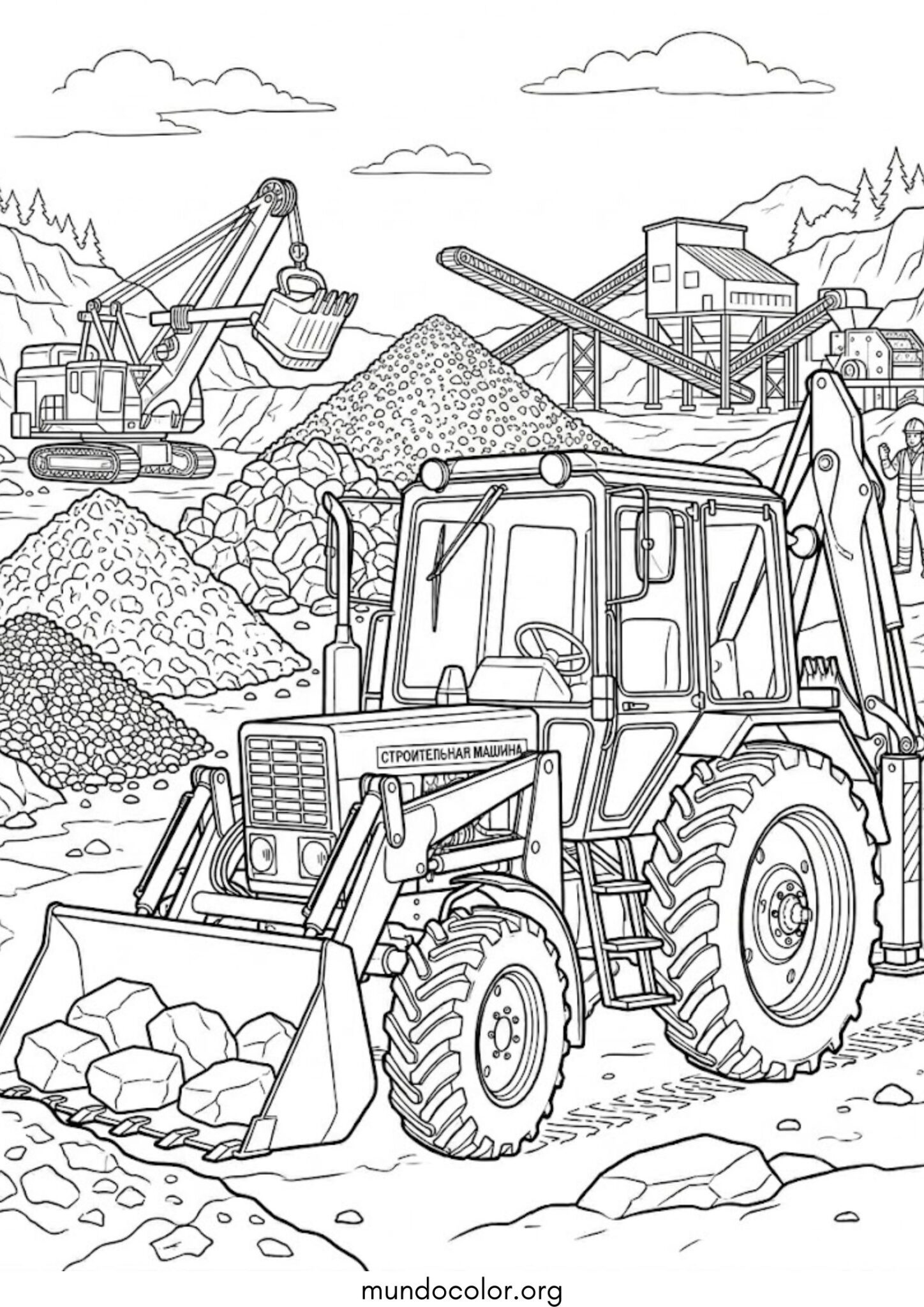 Dibujo de Tractor con pala para colorear