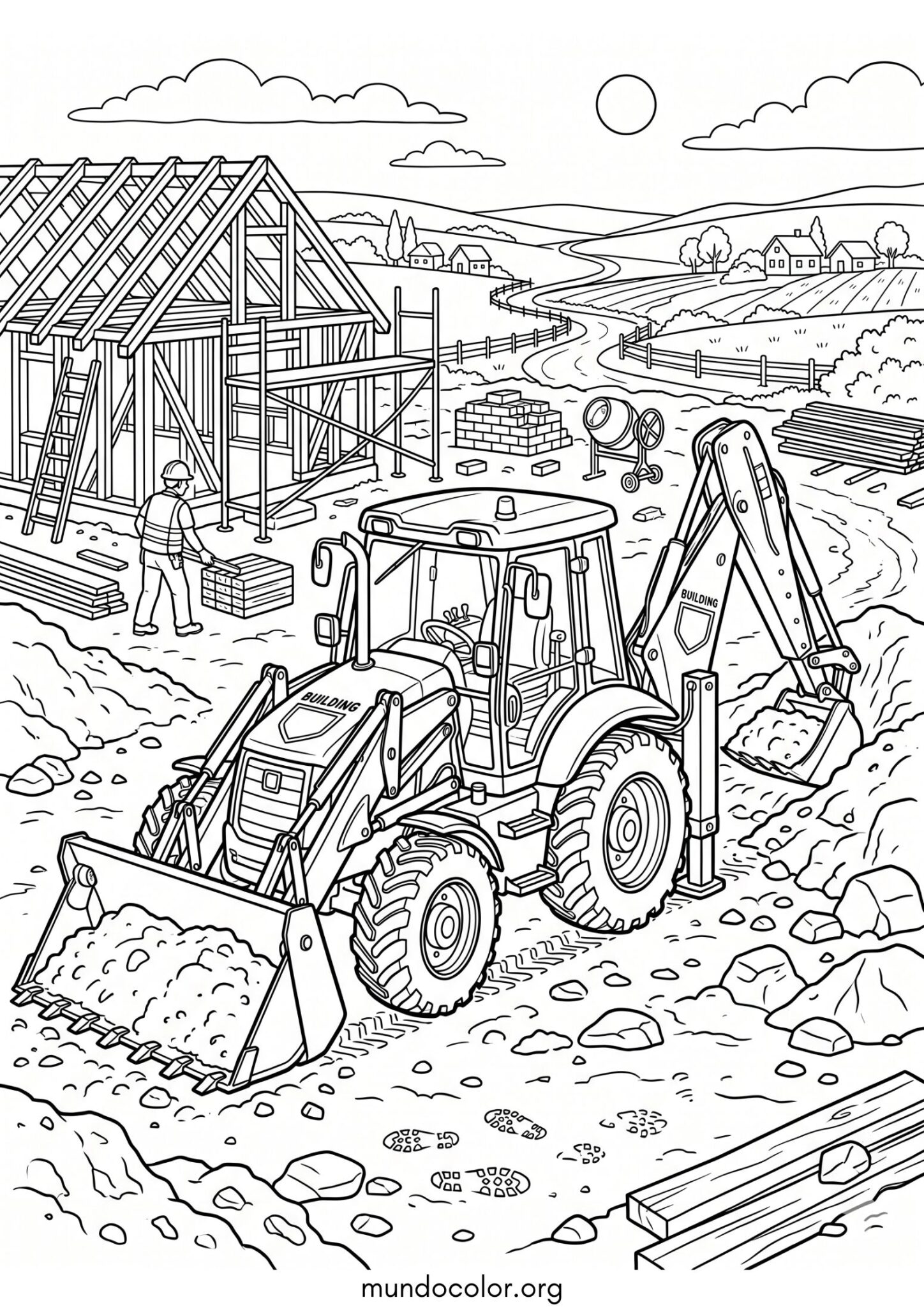 Dibujo de Tractor de construcción para colorear