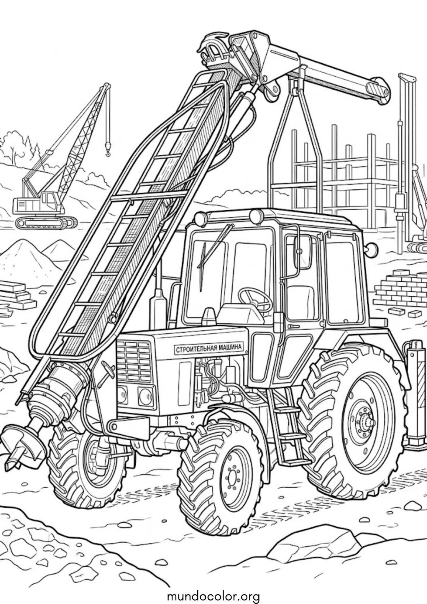 Dibujo de Tractor de construcción para colorear
