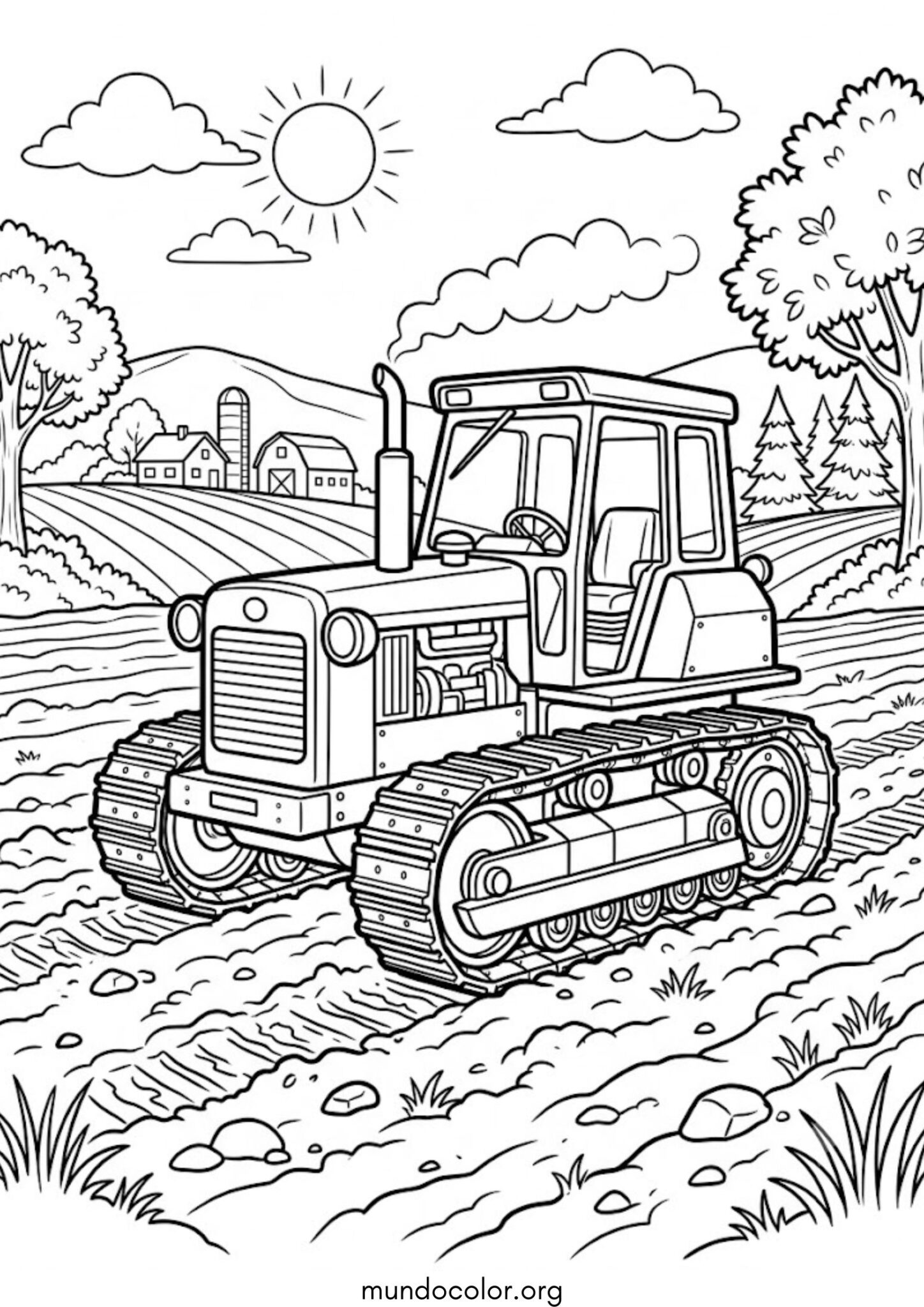 Dibujo de Tractor de orugas para colorear