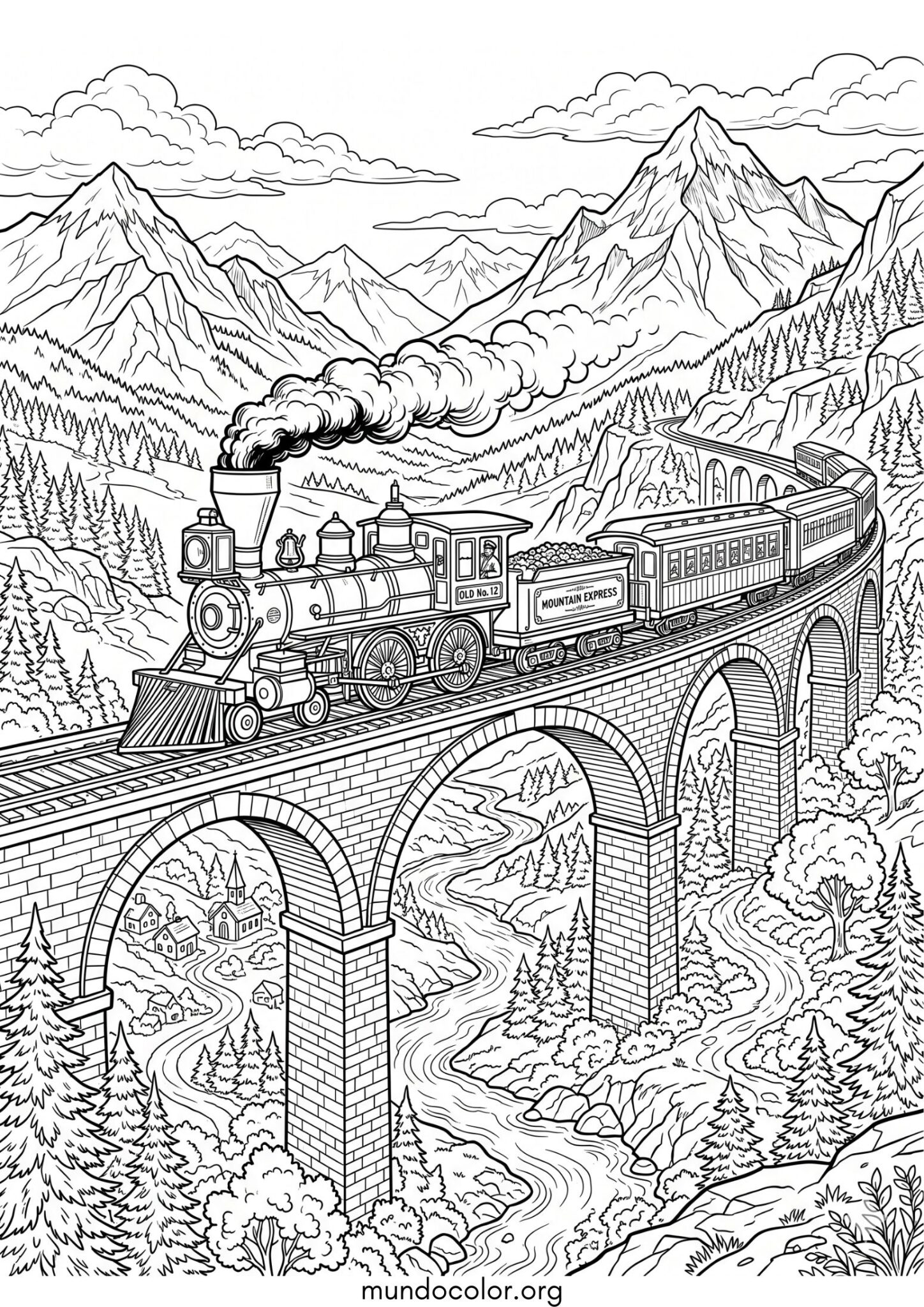 Dibujo de Tren antiguo para colorear