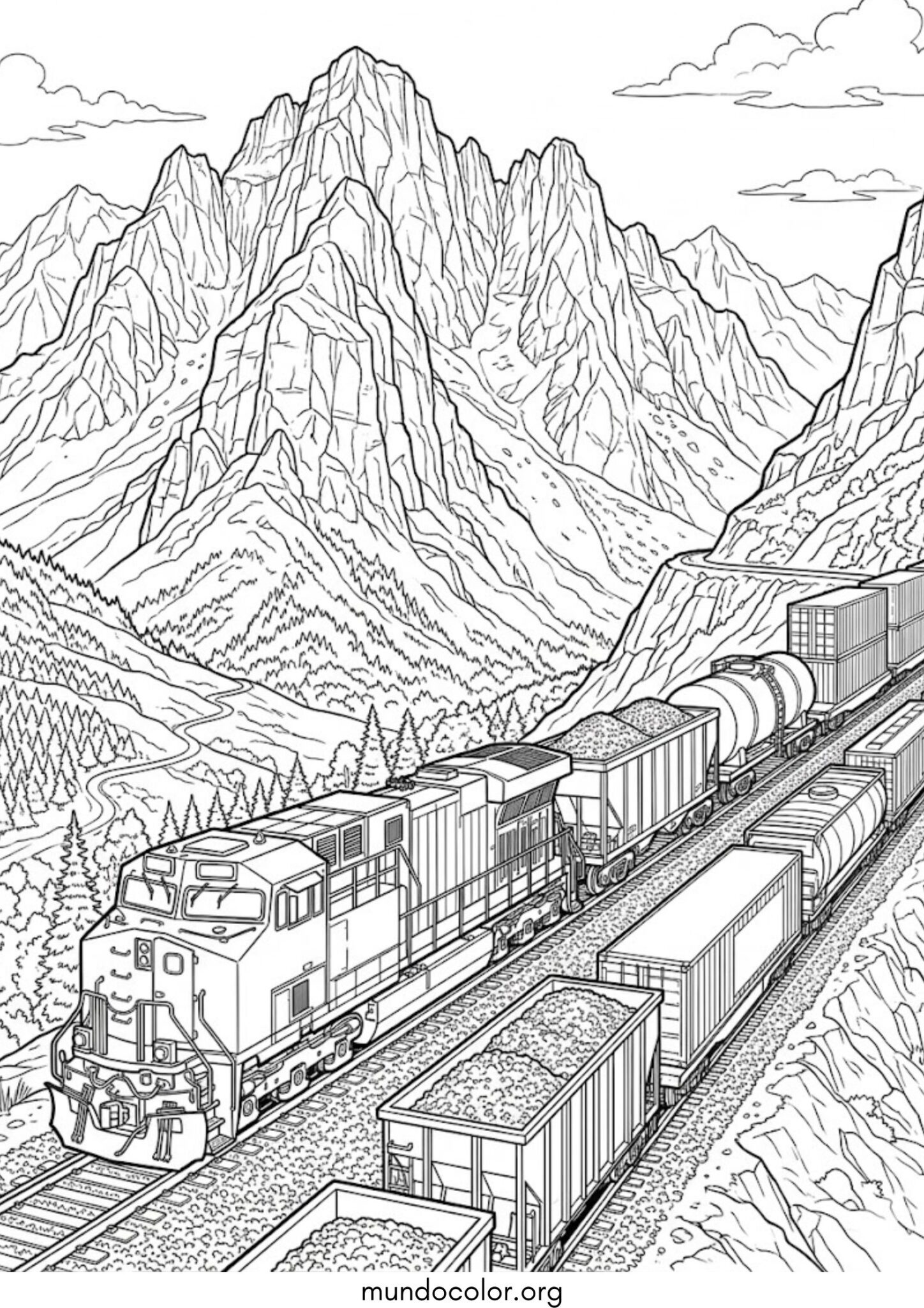 Dibujo de Tren de mercancías para colorear