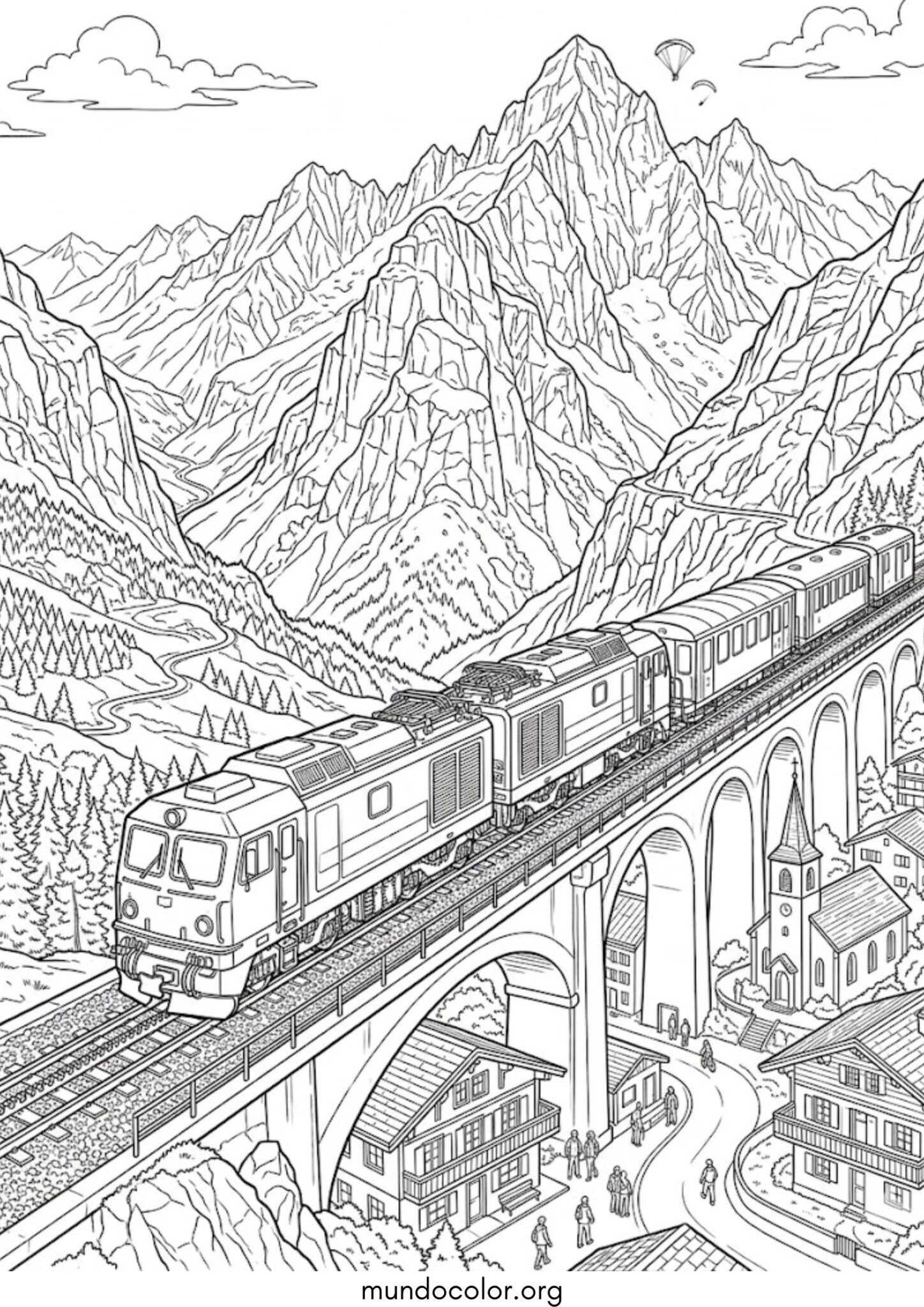 Dibujo de Tren de montaña para colorear