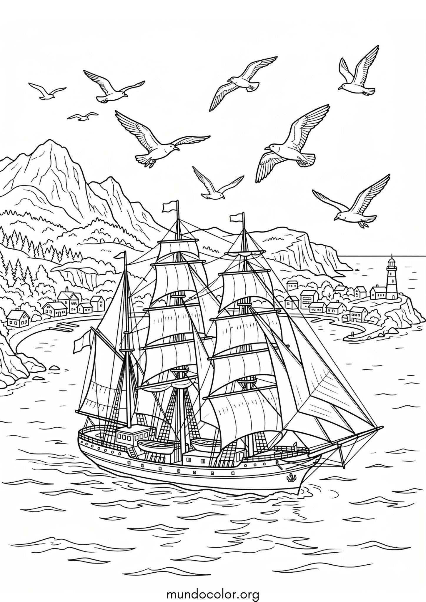 Dibujo de Velero para imprimir Dibujo de Velero para colorear