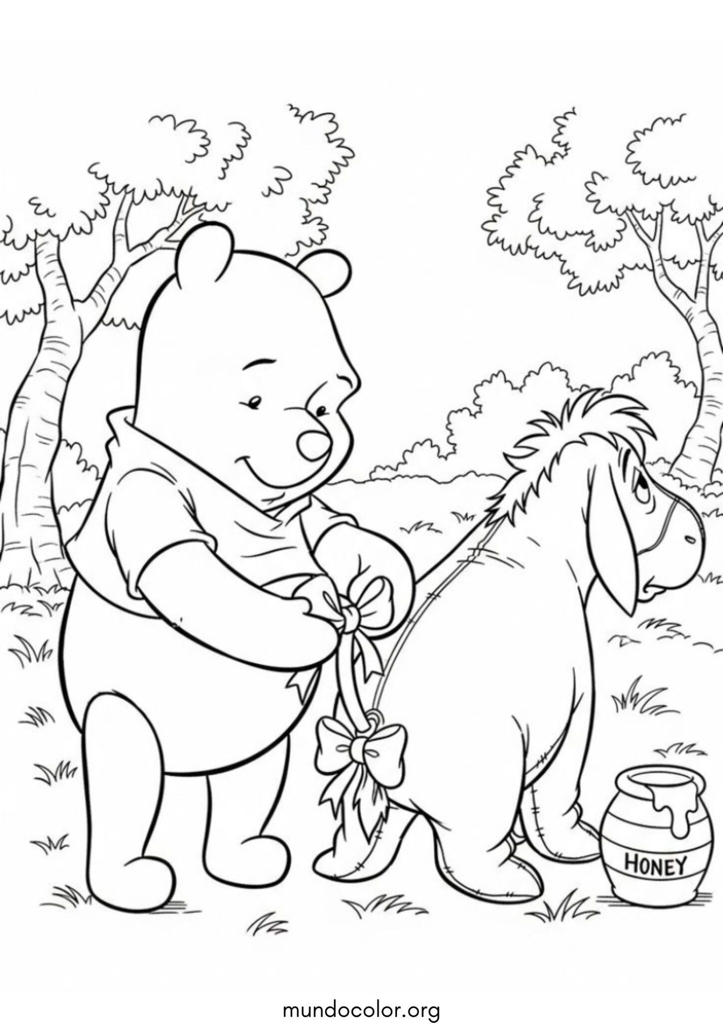 Dibujo de Winnie Pooh con la cola de Igor para colorear