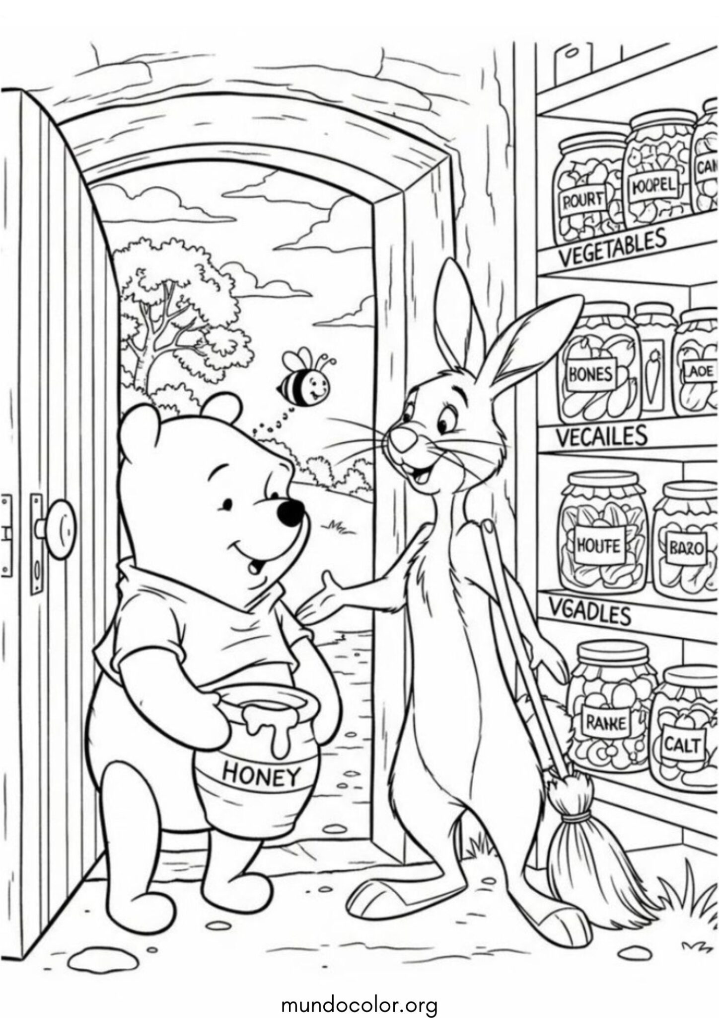 Dibujo de Winnie Pooh y Conejo para colorear
