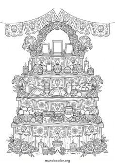 Altar de muertos con ofrendas