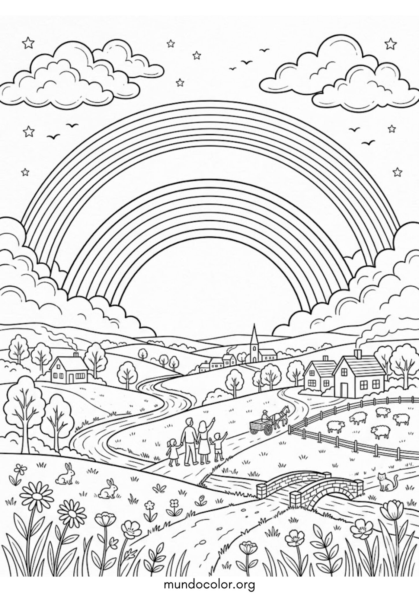 Dibujo de Arcoíris doble para colorear
