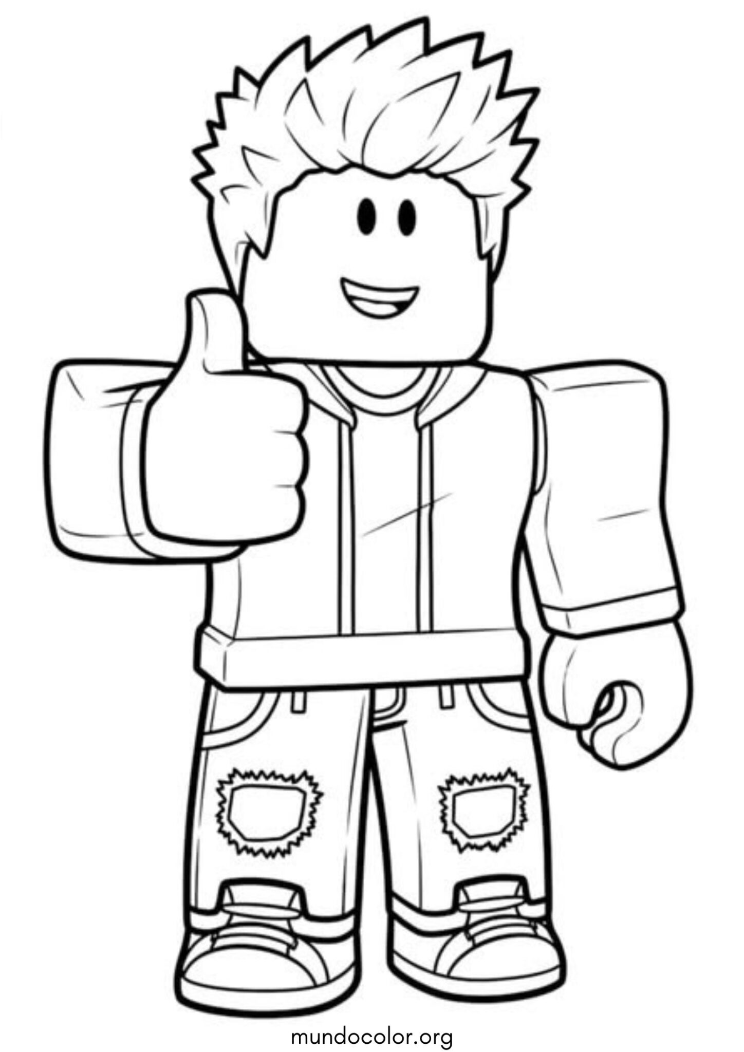 Dibujo de Avatar de Roblox con el pulgar arriba para colorear