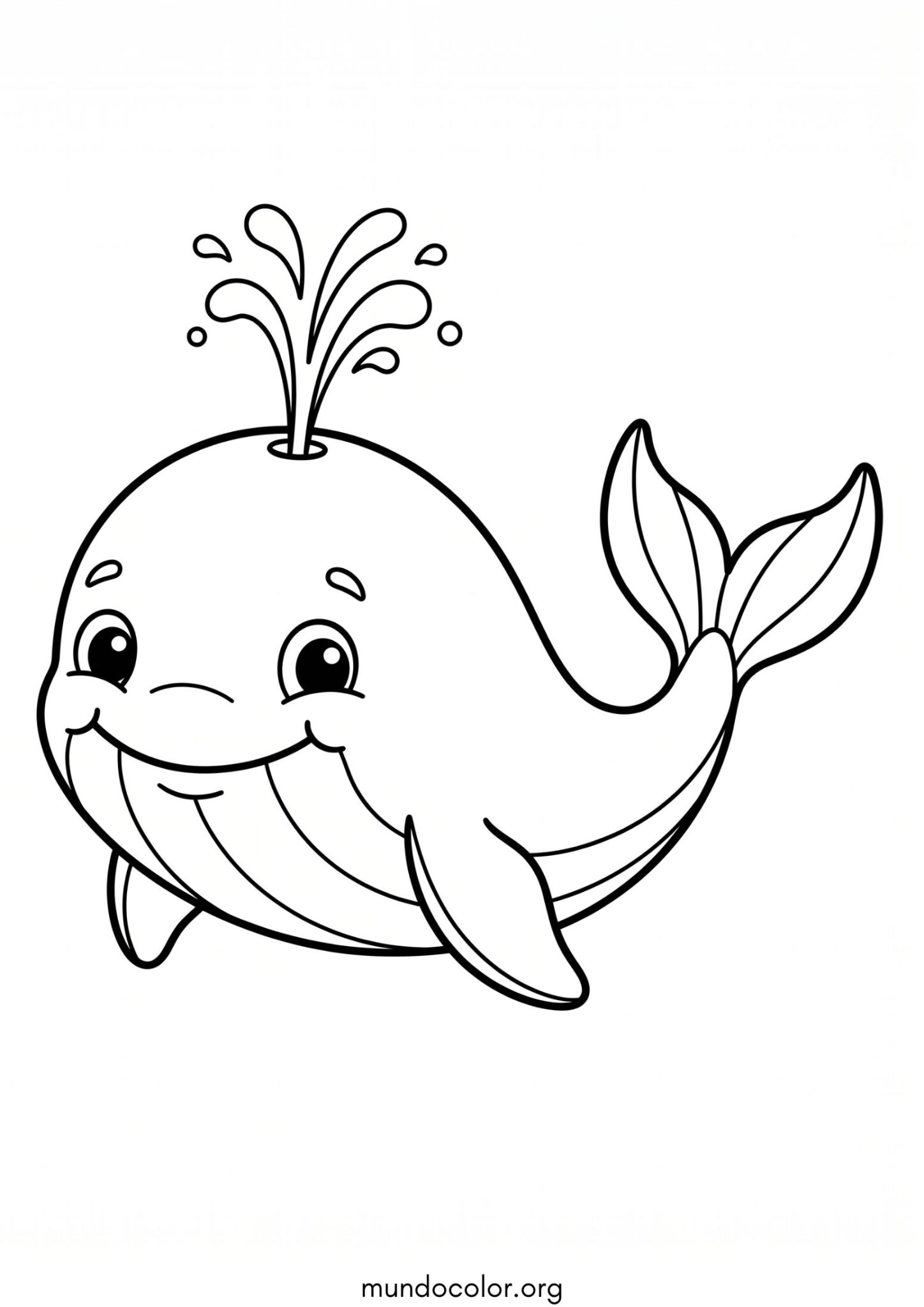 Dibujo de Ballena expulsando agua para colorear