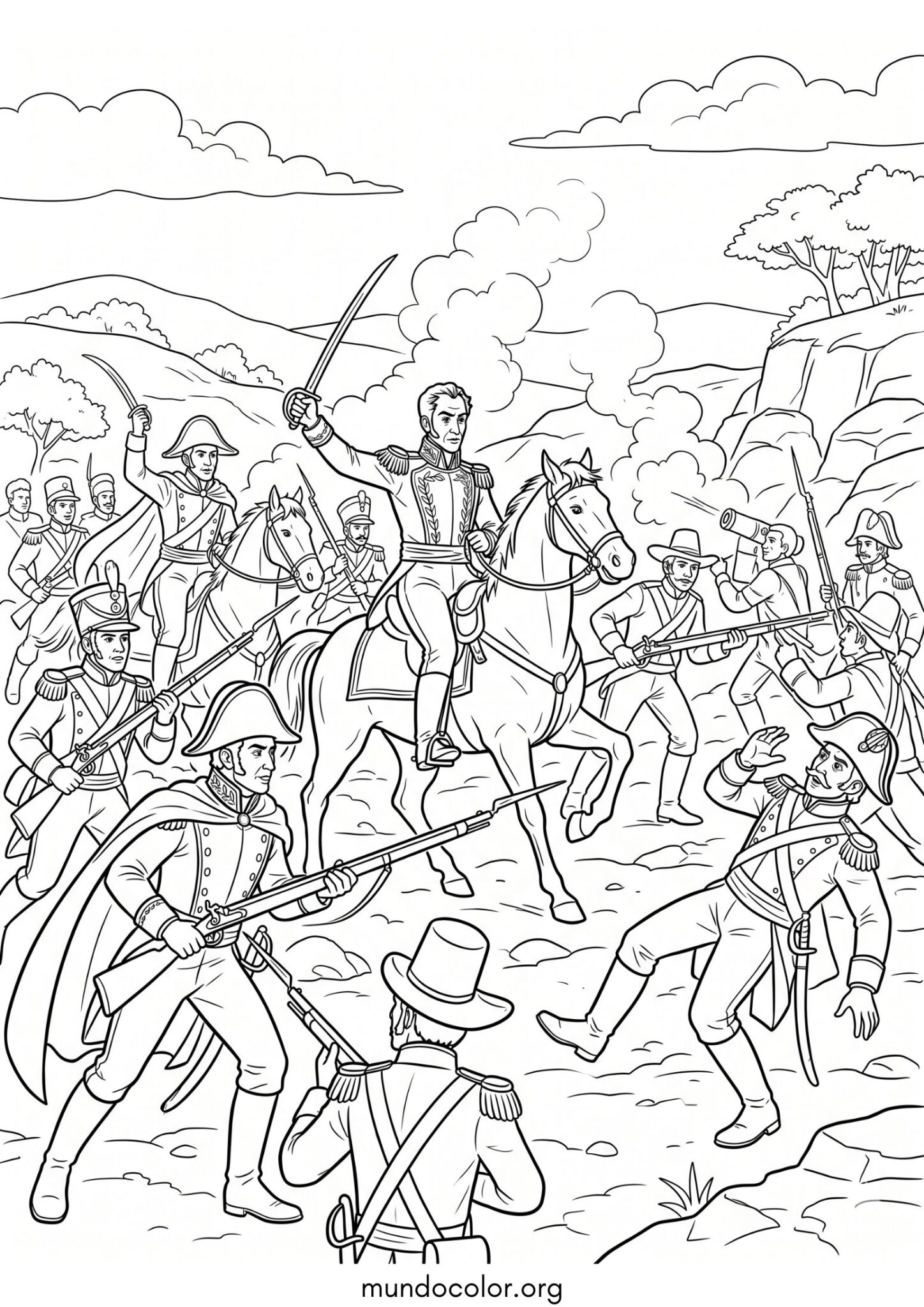 Dibujo de Batalla de Carabobo en Venezuela para colorear