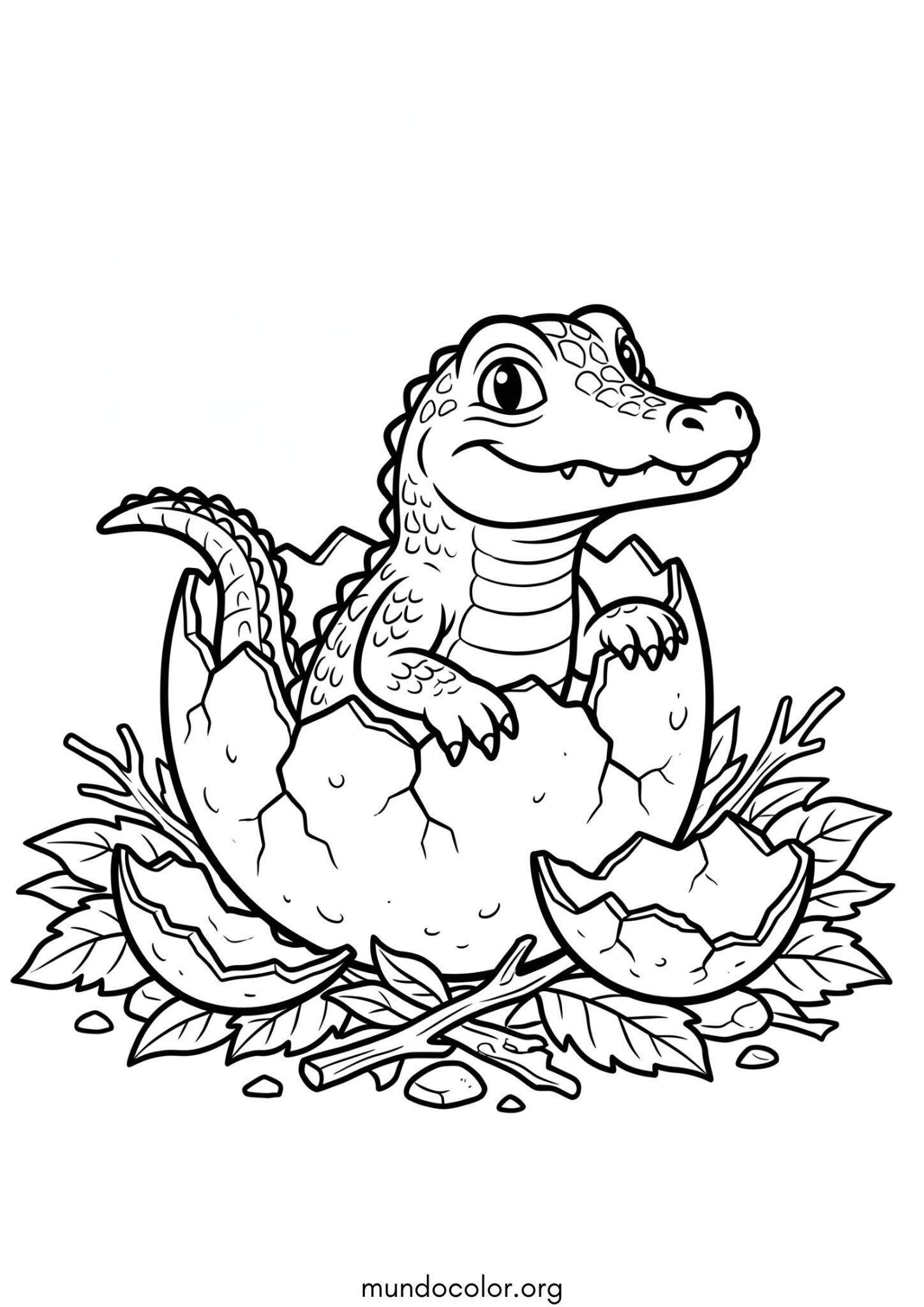 Dibujo de Bebé cocodrilo saliendo del huevo para colorear