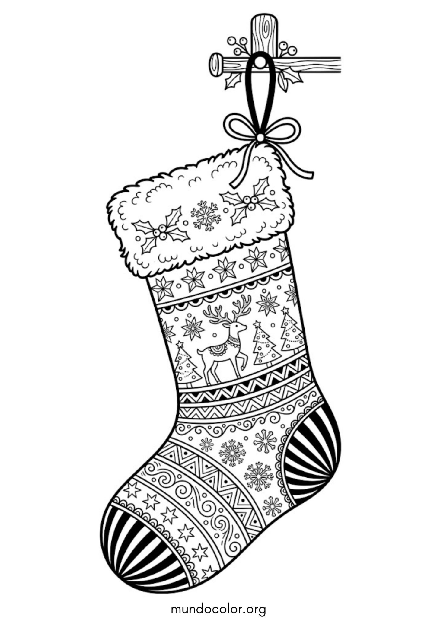 Dibujo de Bota de Navidad para colorear