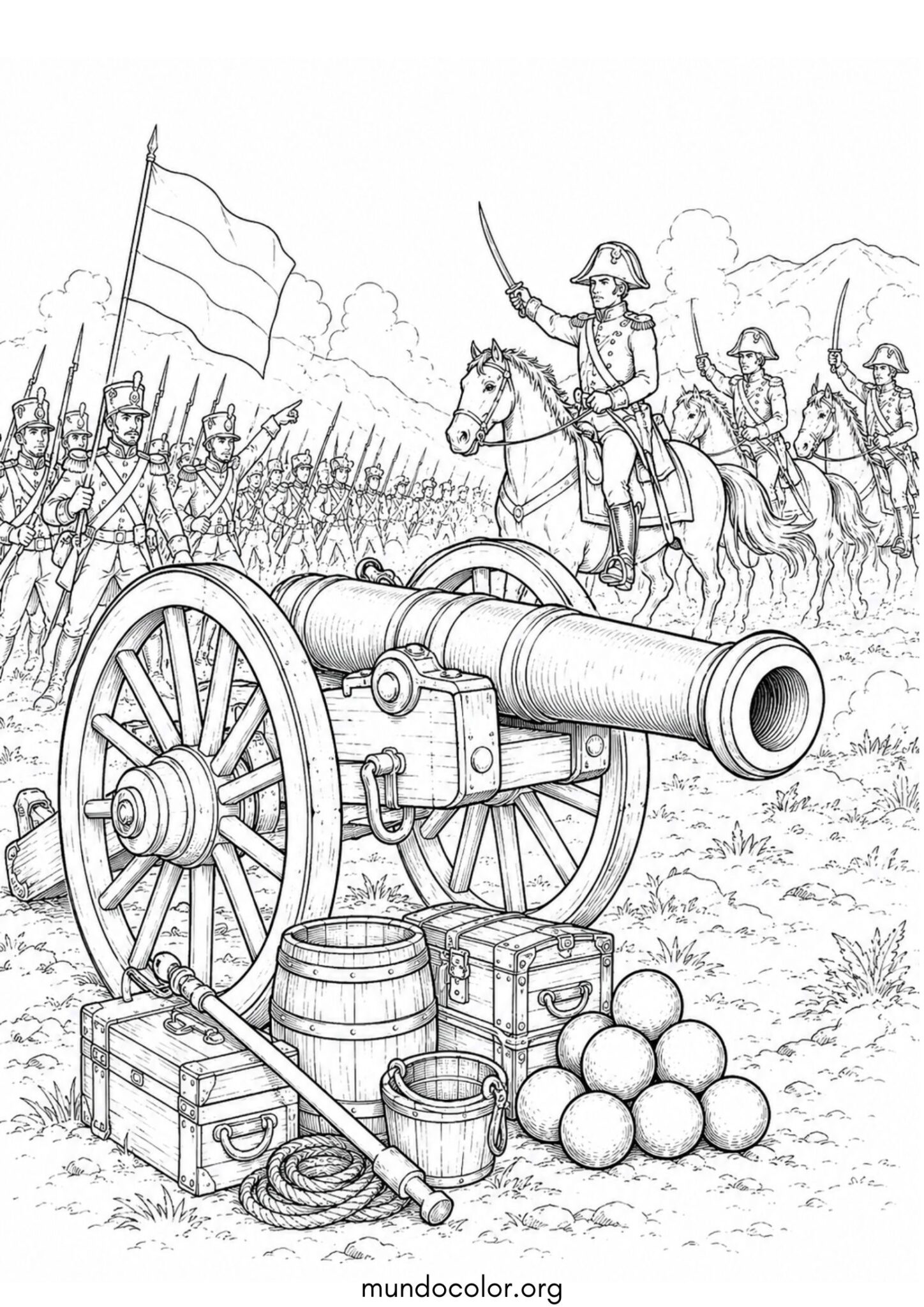 Dibujo de Cañones de la batalla para colorear