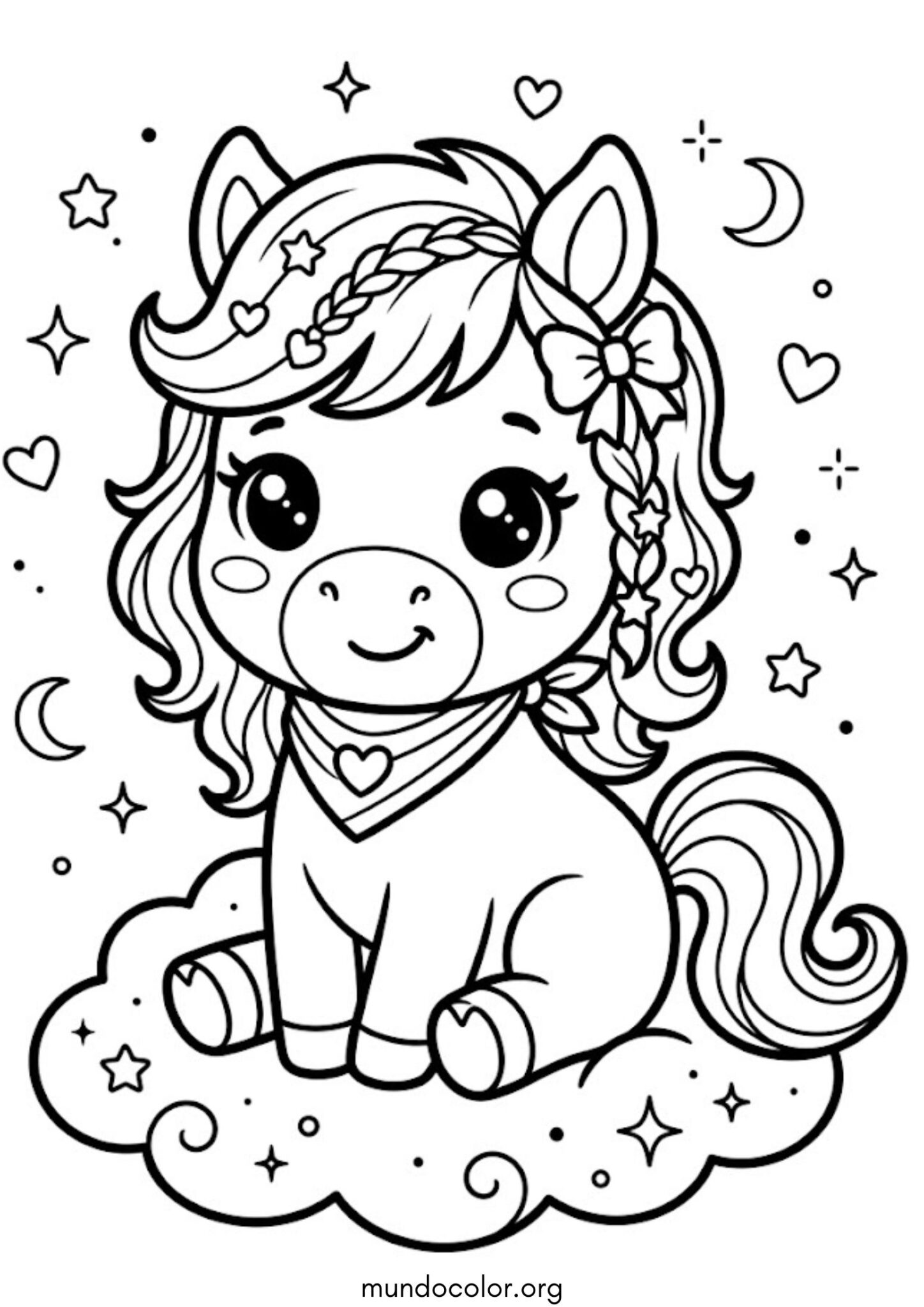 Dibujo de Caballo kawaii para imprimir Dibujo de Caballo kawaii para colorear