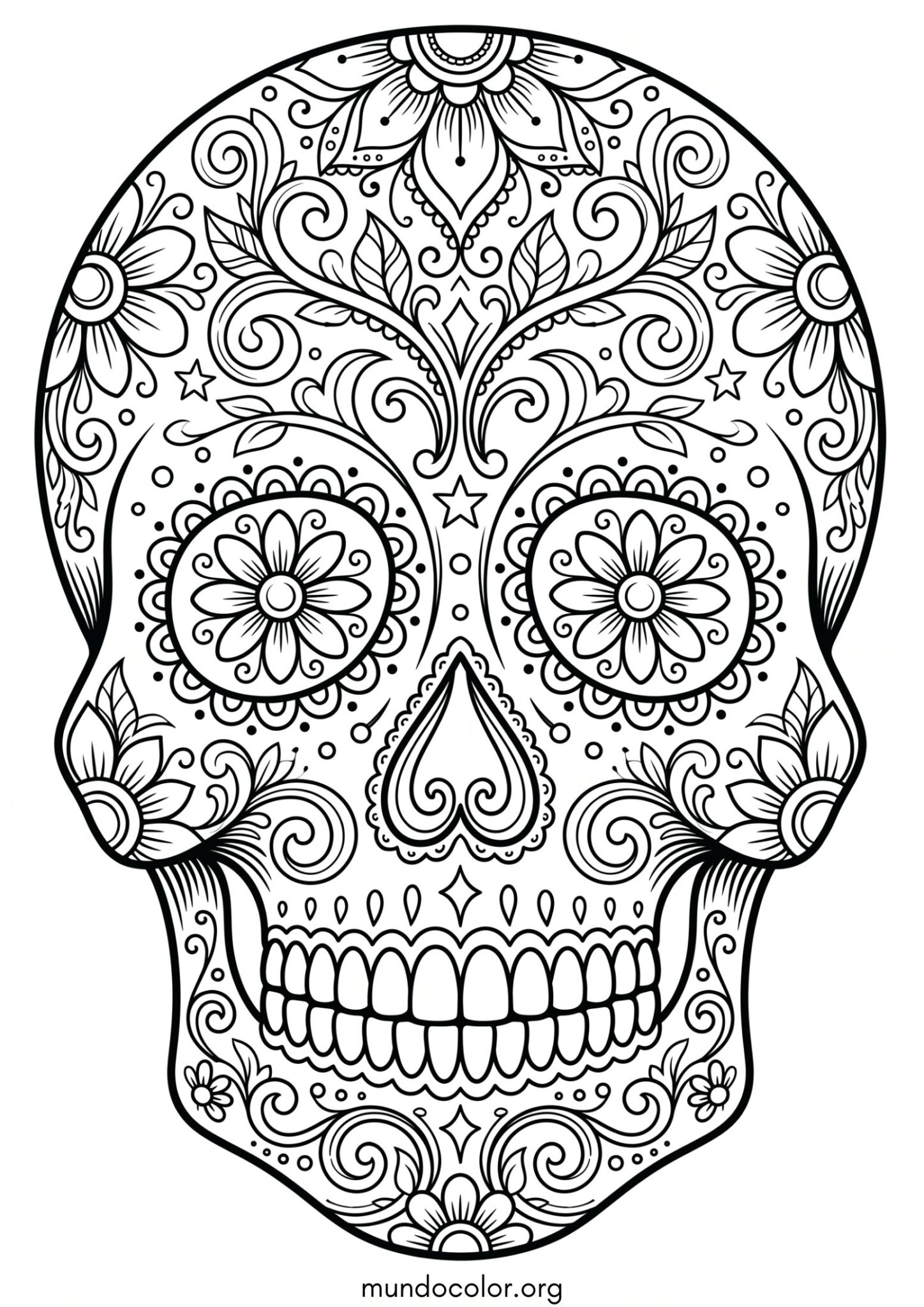 Dibujo de Calavera de azúcar tradicional para colorear