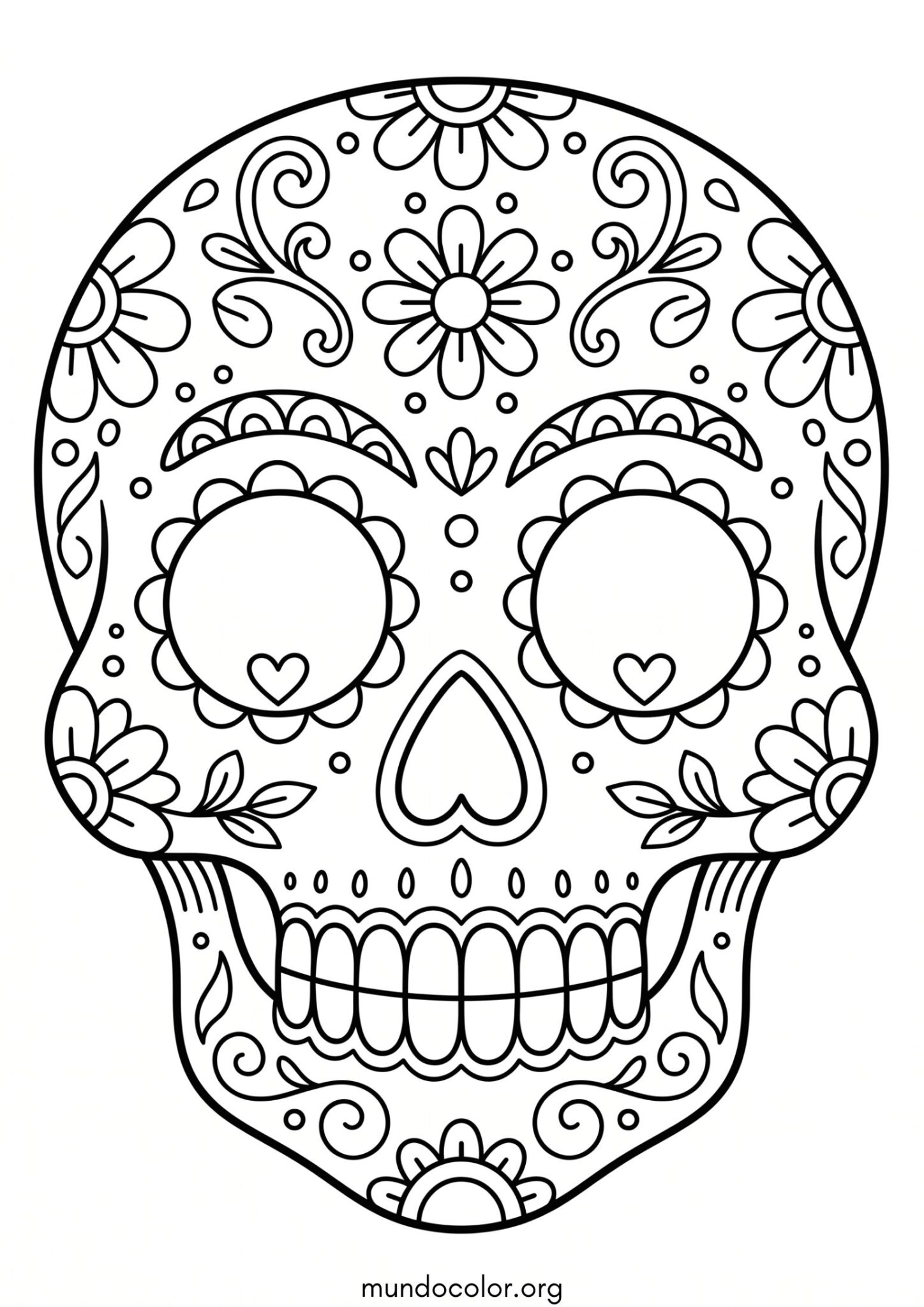 Dibujo de Calavera fácil para niños para colorear