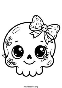 Calavera kawaii con lazo