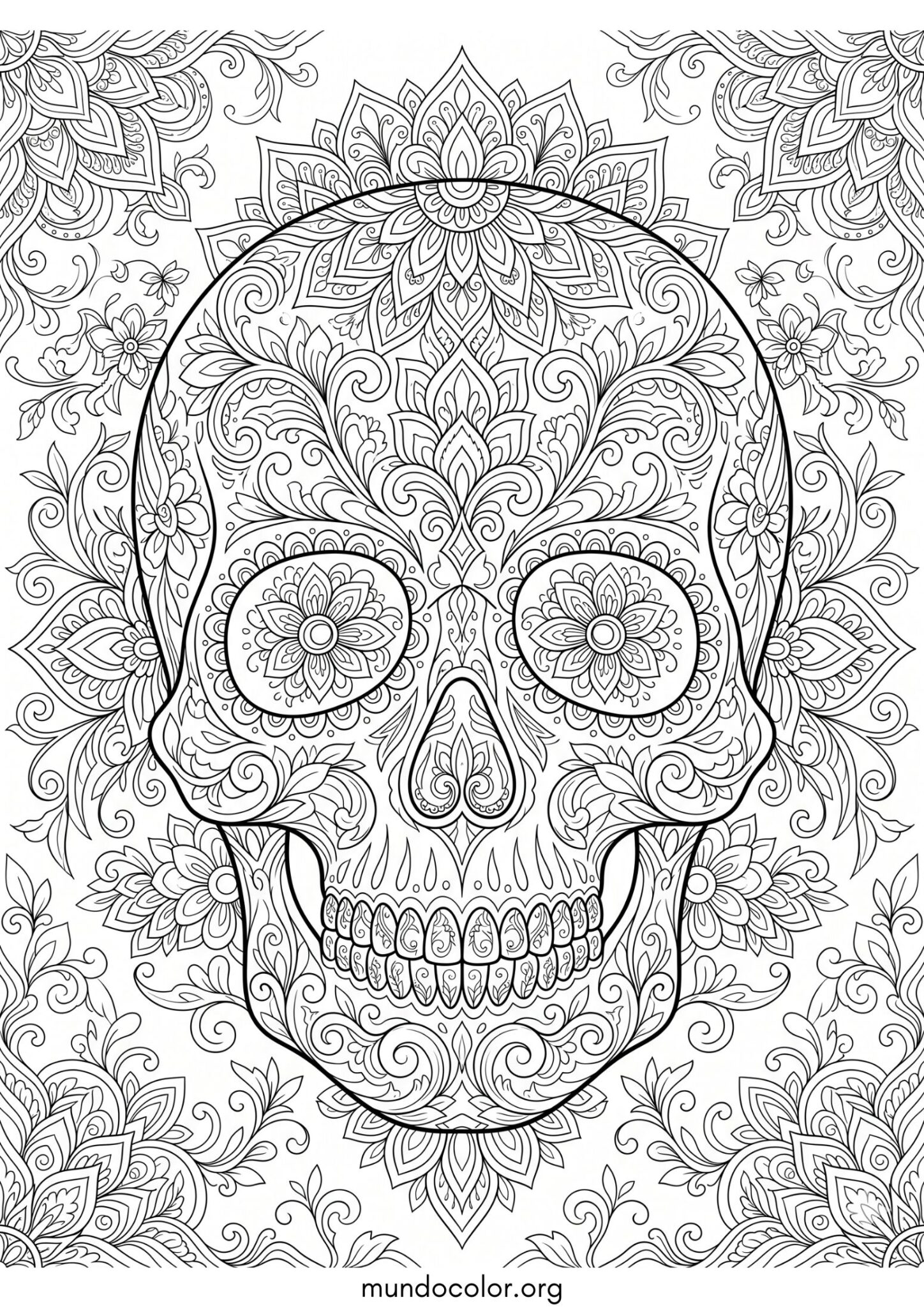 Dibujo de Calavera mandala para colorear