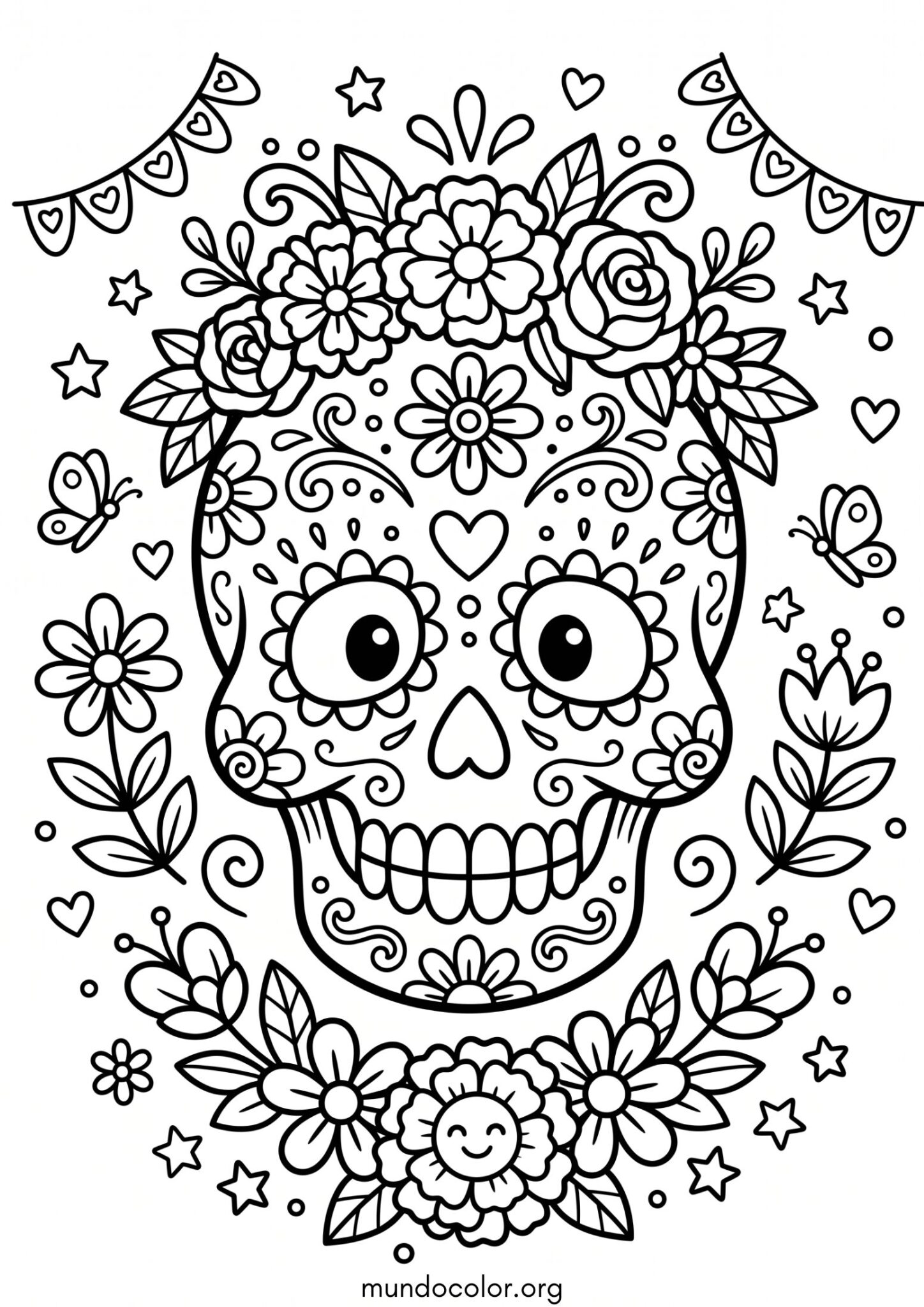 Dibujo de Calavera tierna para colorear