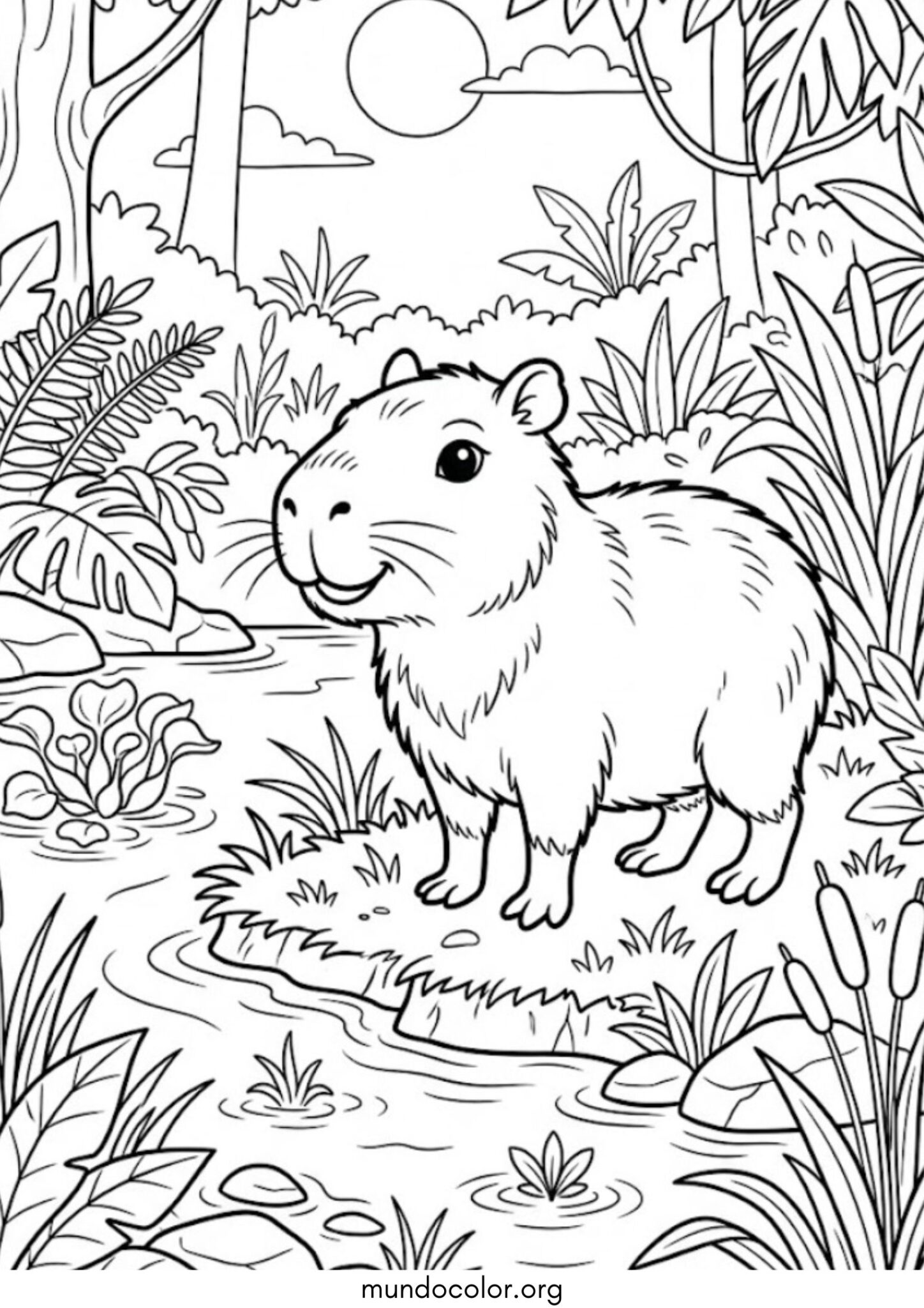 Dibujo de Capibara bebé para colorear