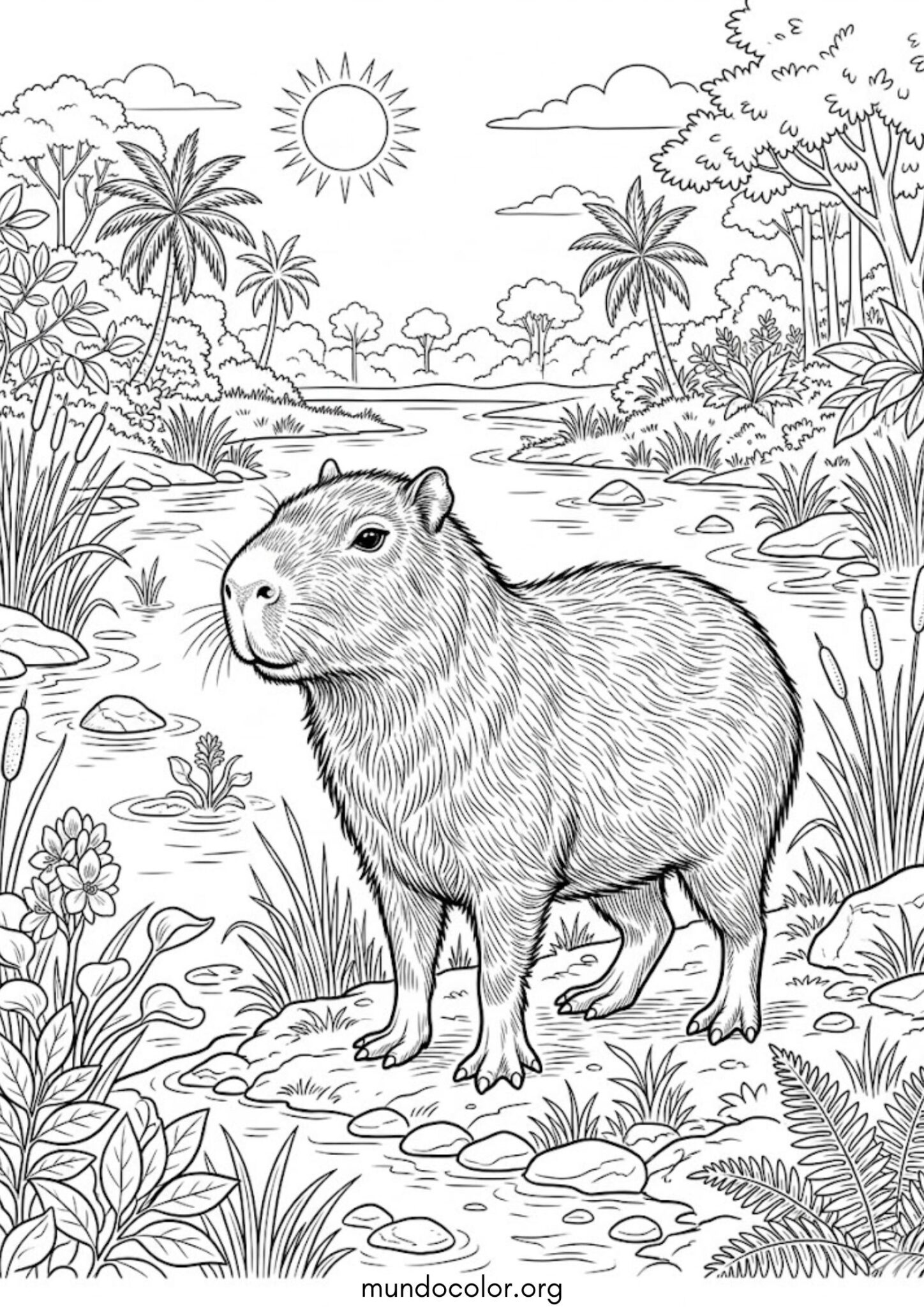 Dibujo de Carpincho realista para colorear