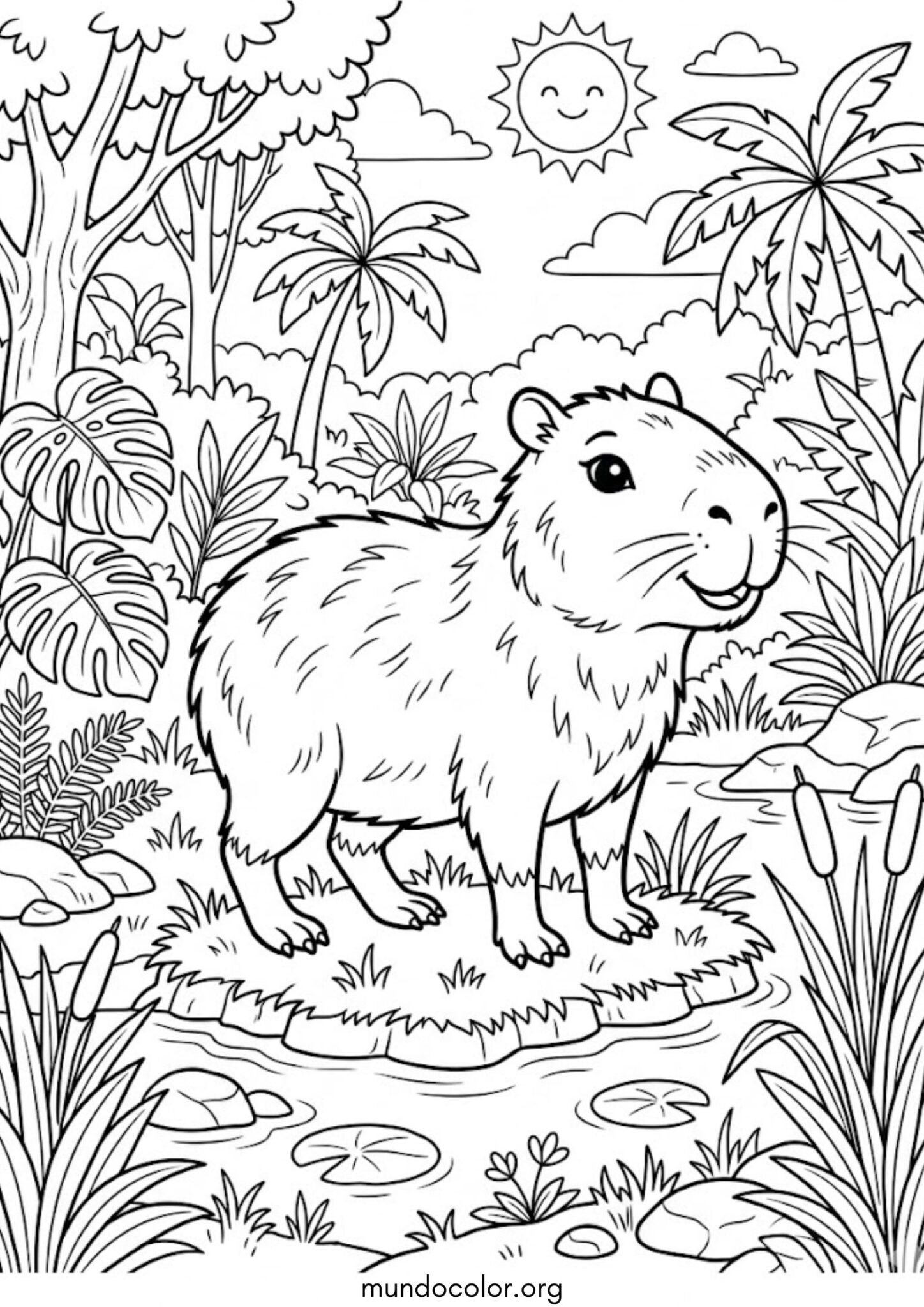 Dibujo de Carpincho tierno para colorear