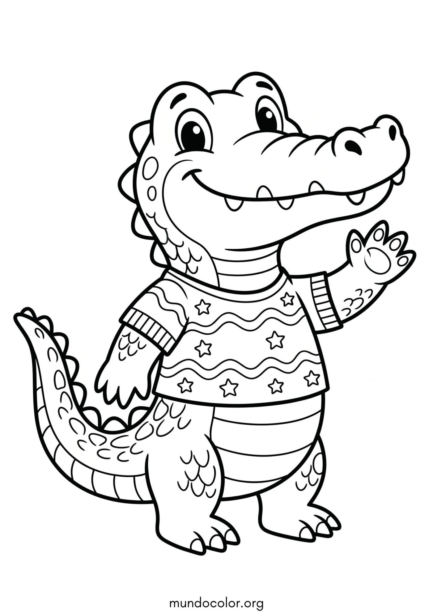 Dibujo de Cocodrilo tierno animado para colorear